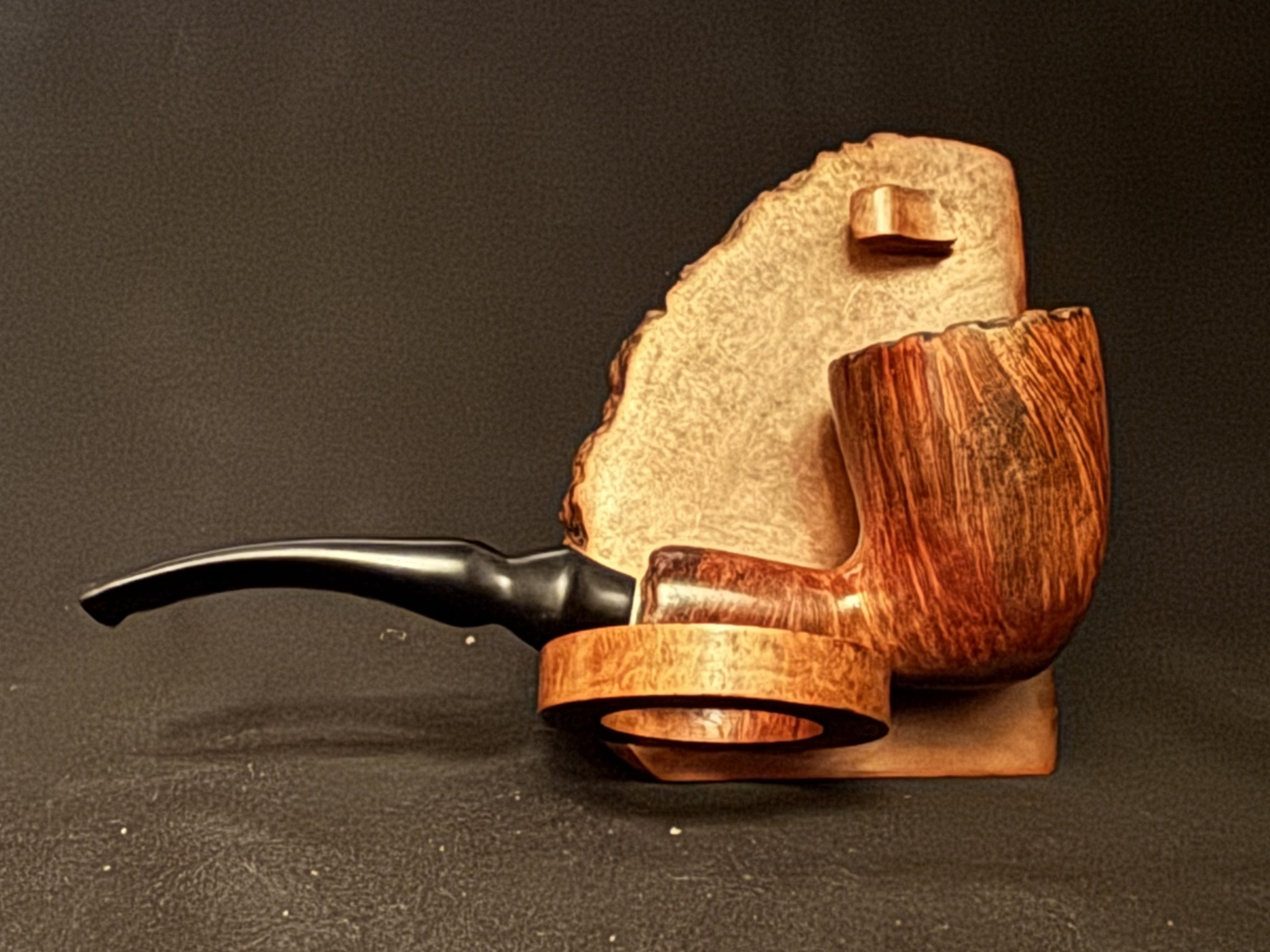 Mastersen Burl Briar Freehand Bent Dublin Plateau Rim Estate Pipe, France 4