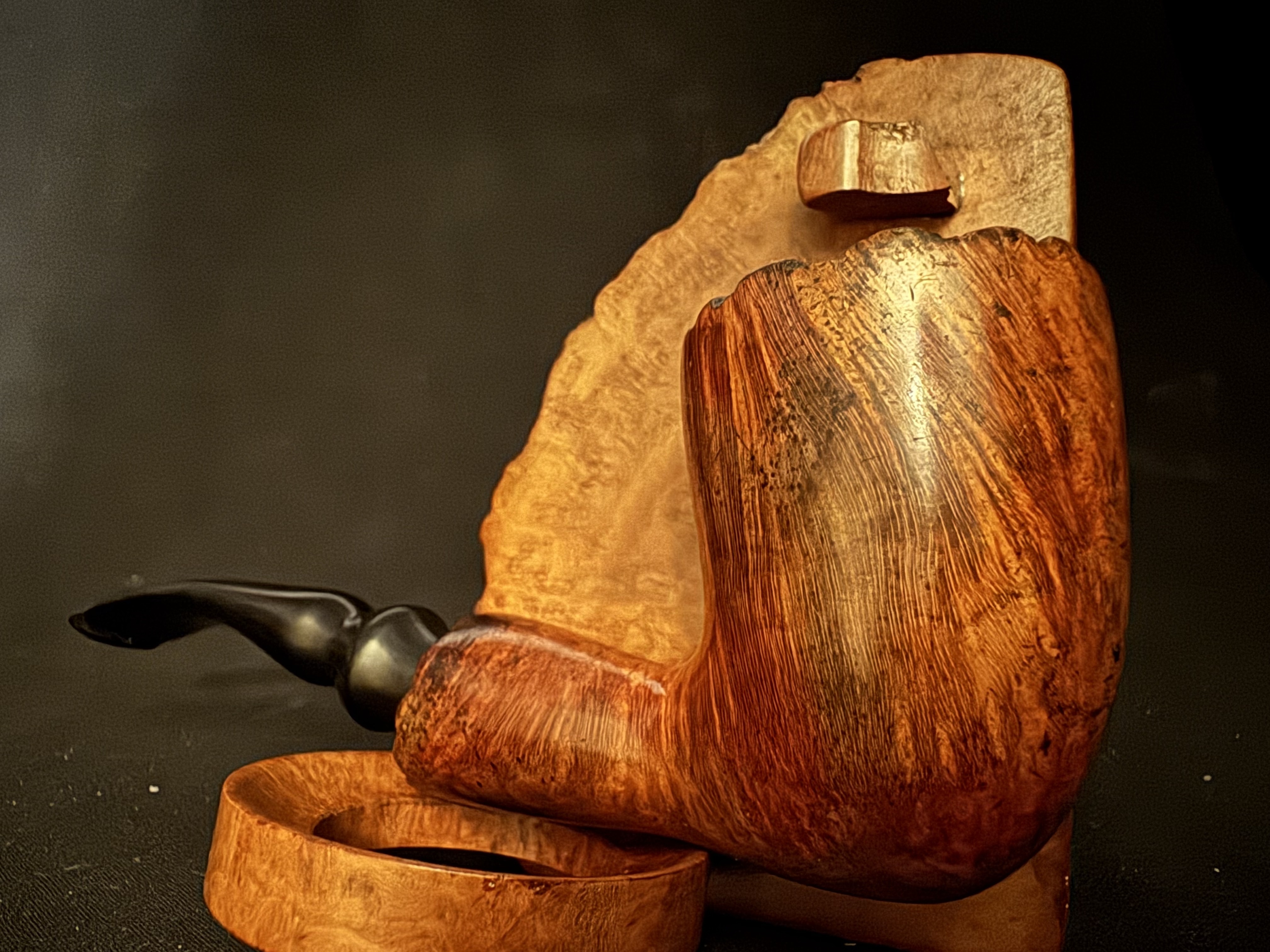 Mastersen Burl Briar Freehand Bent Dublin Plateau Rim Estate Pipe, France 7