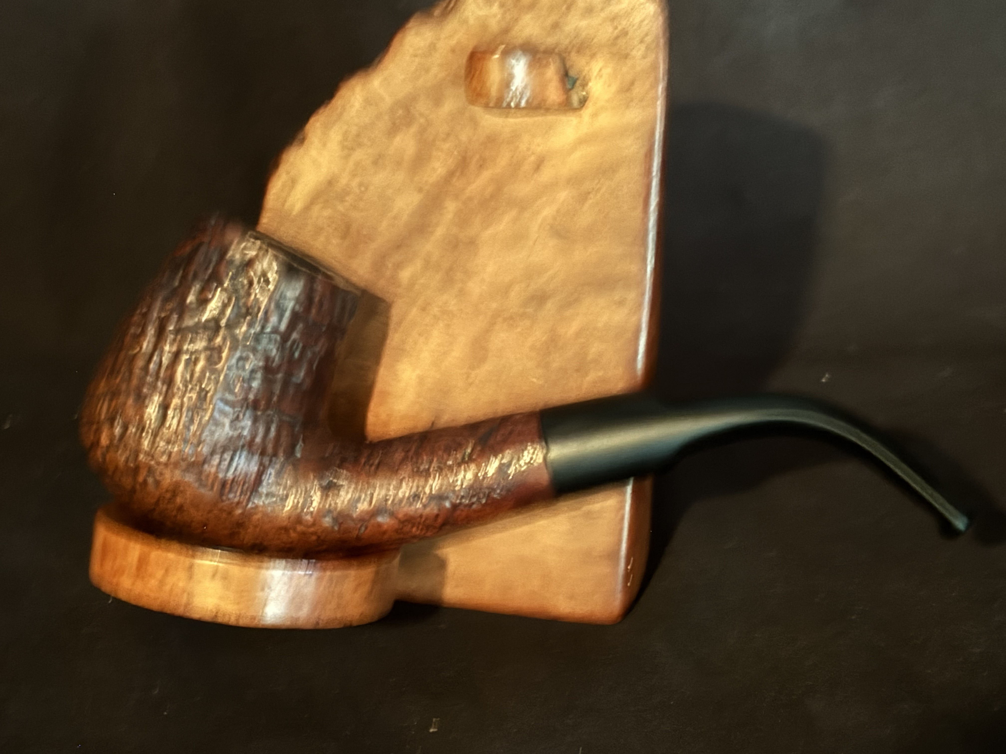 MAXIM Hand Made (908) Sandblast Bent Billiard Vulcanite Saddle Stem Fishtail Estate Pipe 4