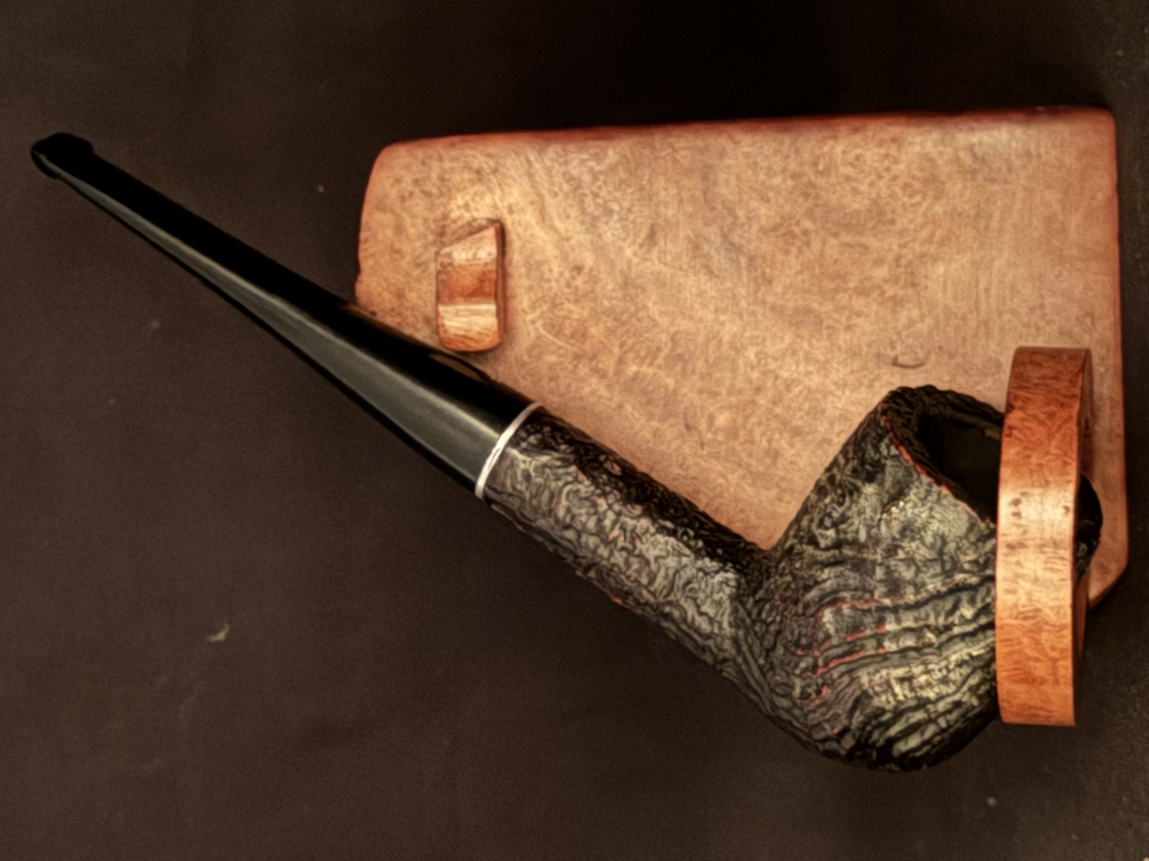 Medico Standard Select Briar Sandblast Straight Billiard Vulcanite Stem Fishtail Estate Pipe 2