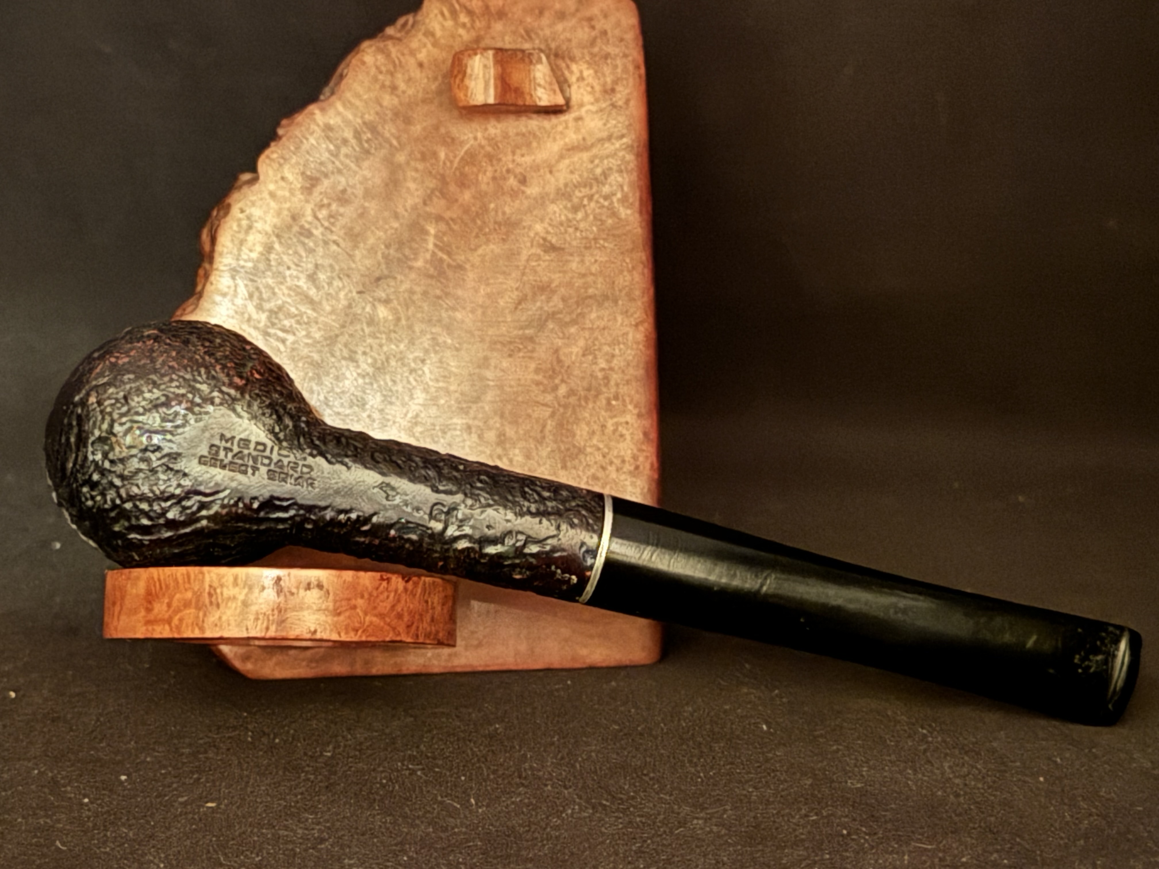 Medico Standard Select Briar Sandblast Straight Billiard Vulcanite Stem Fishtail Estate Pipe 6