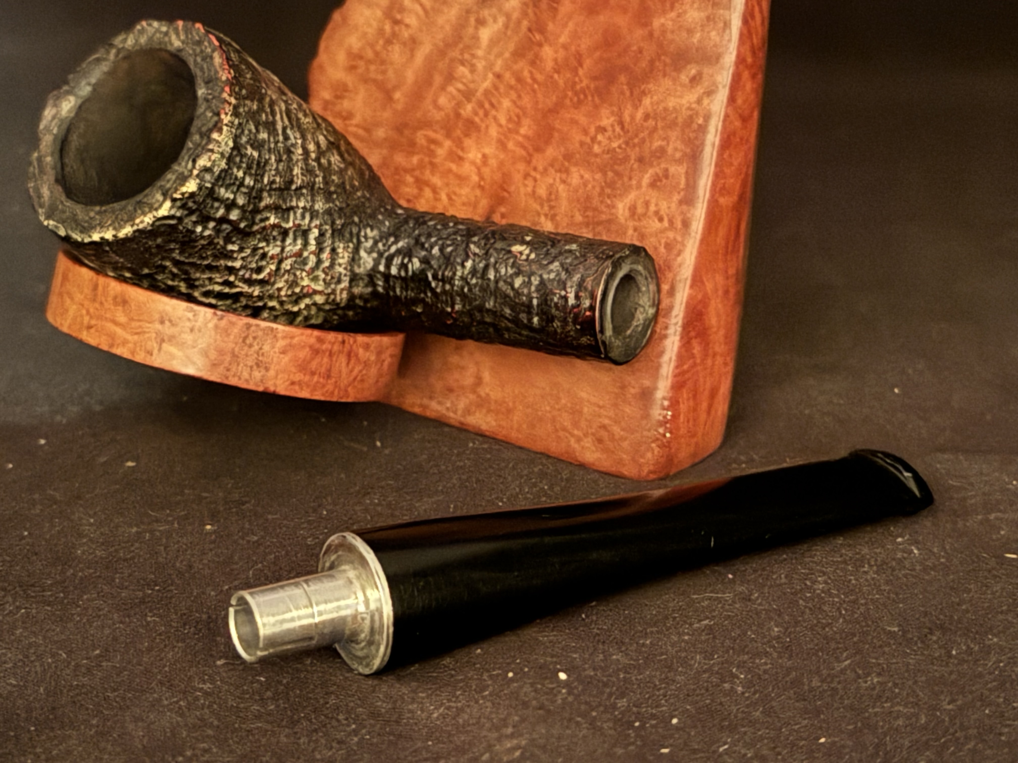 Medico Standard Select Briar Sandblast Straight Billiard Vulcanite Stem Fishtail Estate Pipe 9