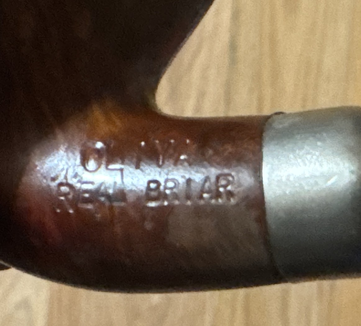 Oliva Real Briar Miniature Smooth Bent Billiard Pocket Pipe - Acrylic P-Lip Stem, New Old Stock, Unsmoked