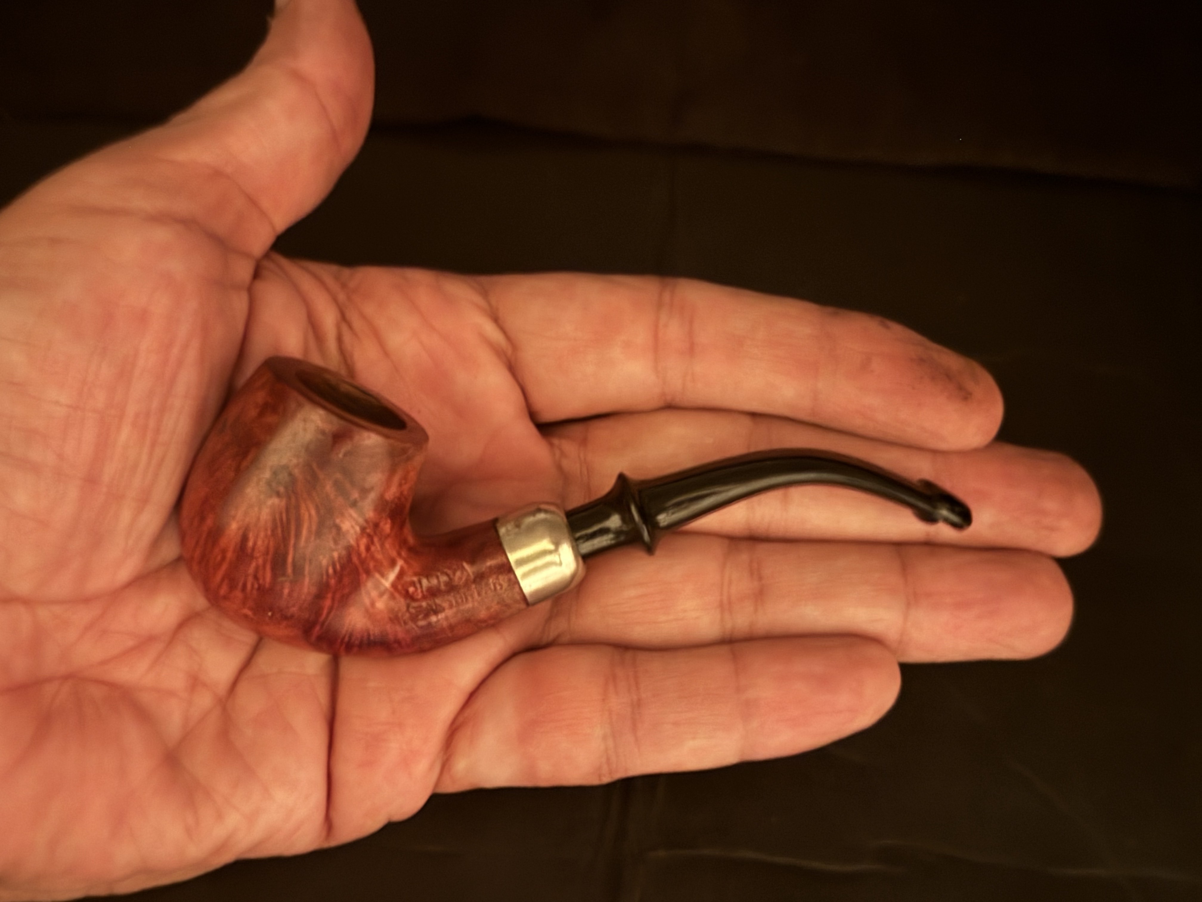 Oliva Real Briar Miniature Smooth Bent Billiard Pocket Pipe - Acrylic P-Lip Stem, New Old Stock, Unsmoked 6