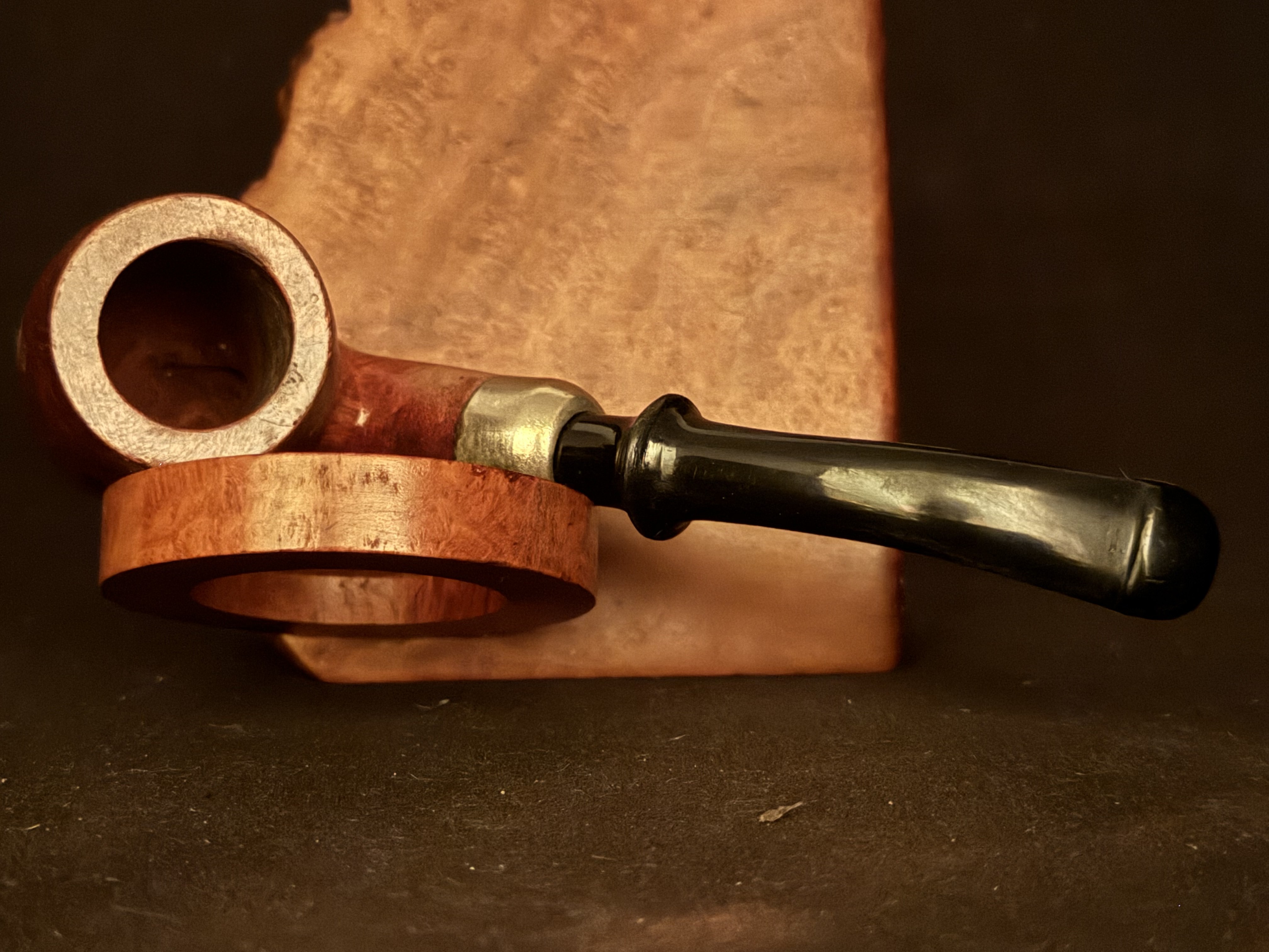 Oliva Real Briar Miniature Smooth Bent Billiard Pocket Pipe - Acrylic P-Lip Stem, New Old Stock, Unsmoked 8