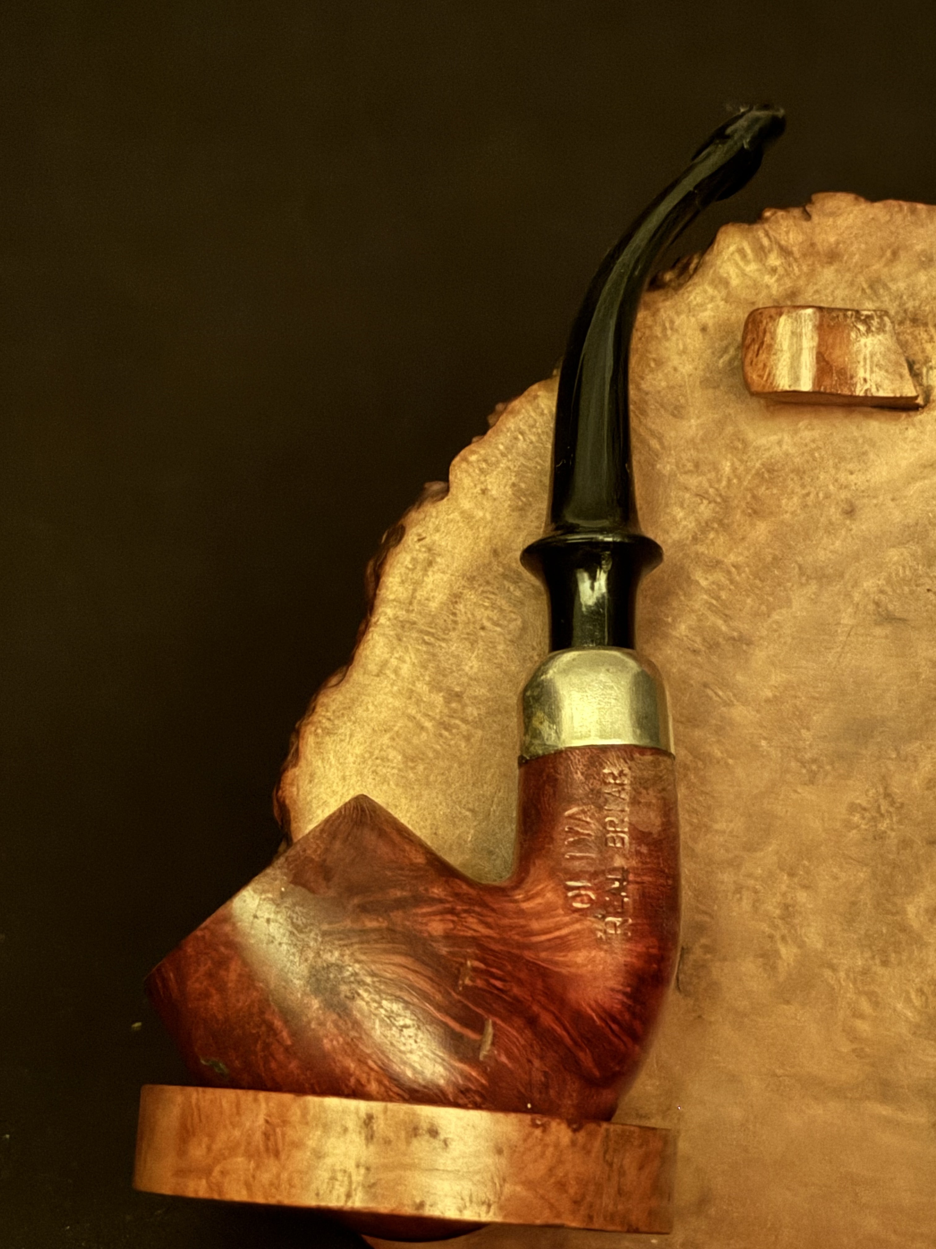 Oliva Real Briar Miniature Smooth Bent Billiard Pocket Pipe - Acrylic P-Lip Stem, New Old Stock, Unsmoked 11