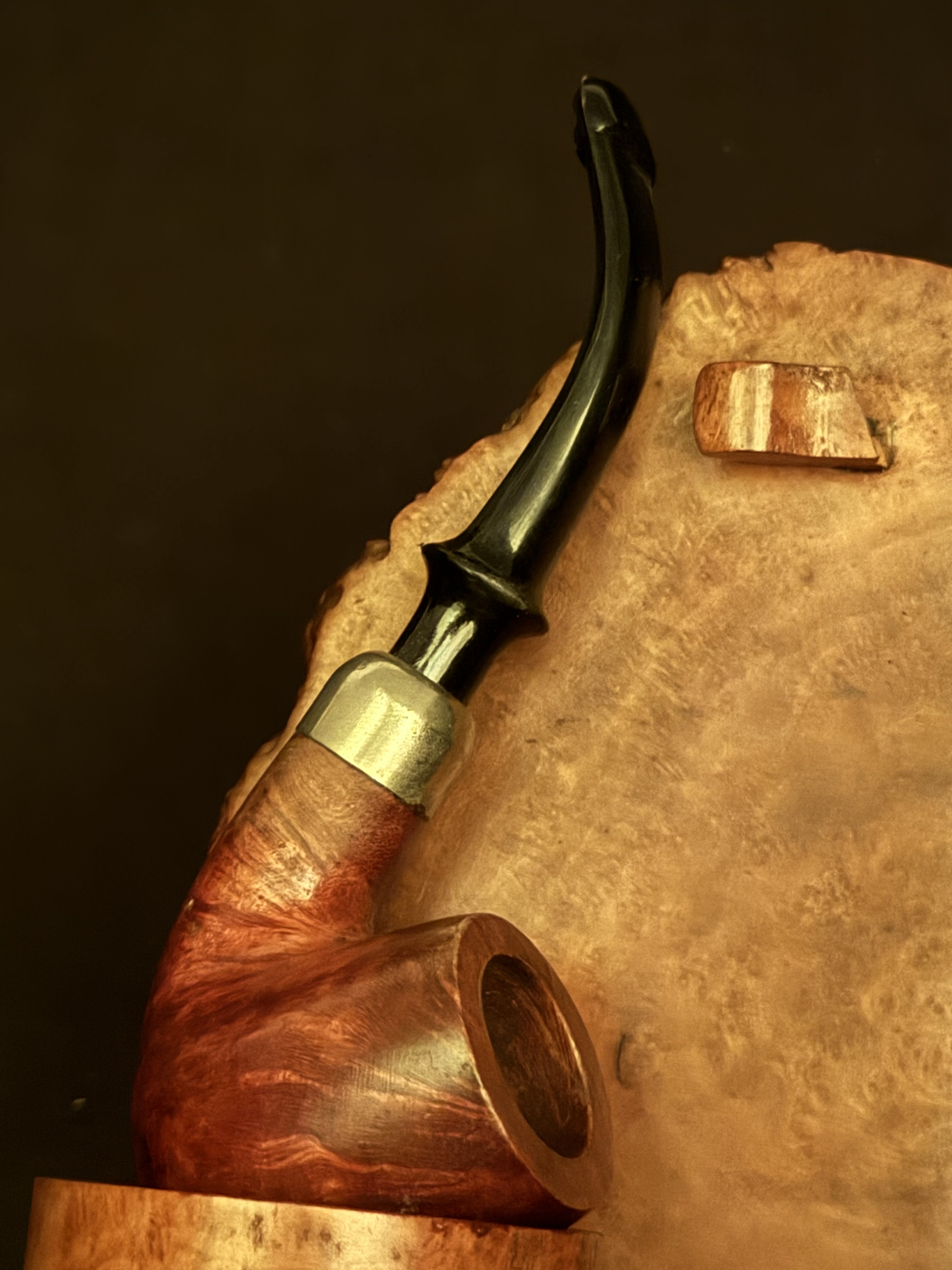 Oliva Real Briar Miniature Smooth Bent Billiard Pocket Pipe - Acrylic P-Lip Stem, New Old Stock, Unsmoked 12