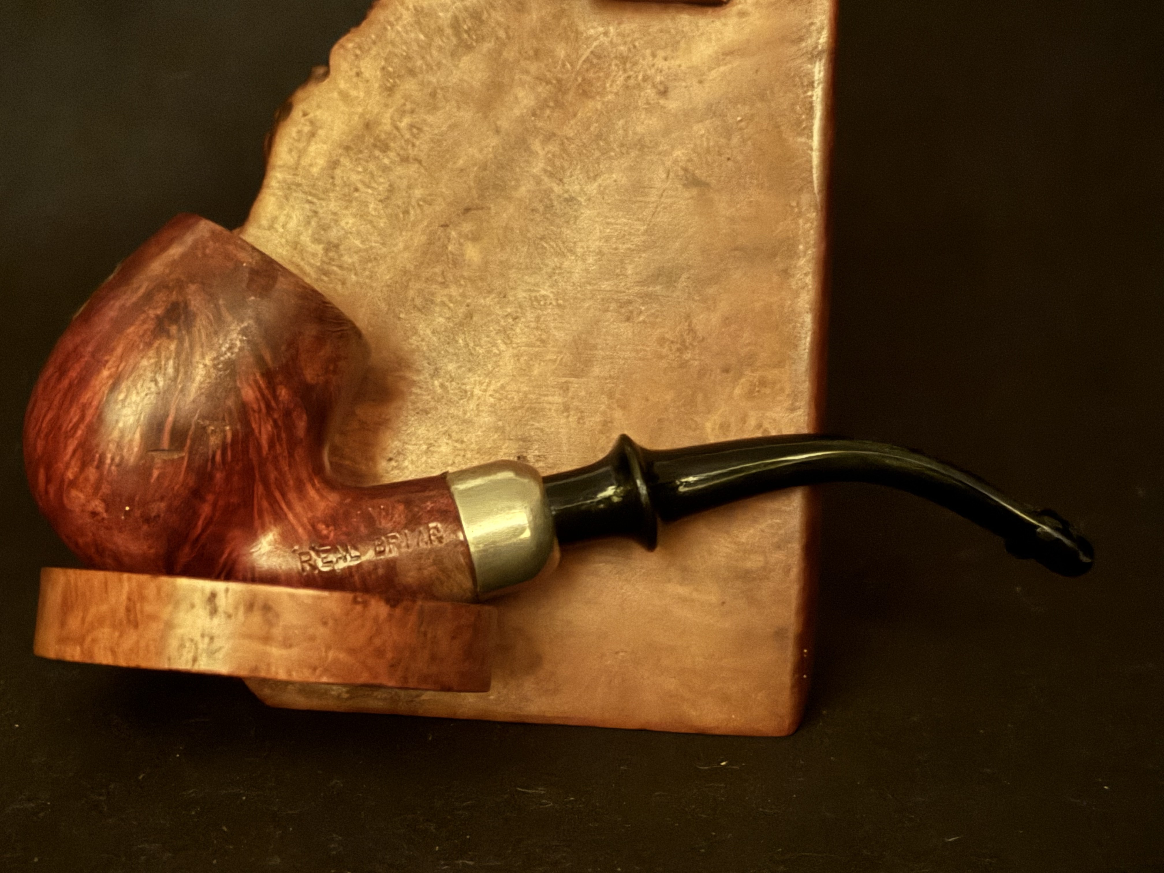Oliva Real Briar Miniature Smooth Bent Billiard Pocket Pipe - Acrylic P-Lip Stem, New Old Stock, Unsmoked 13