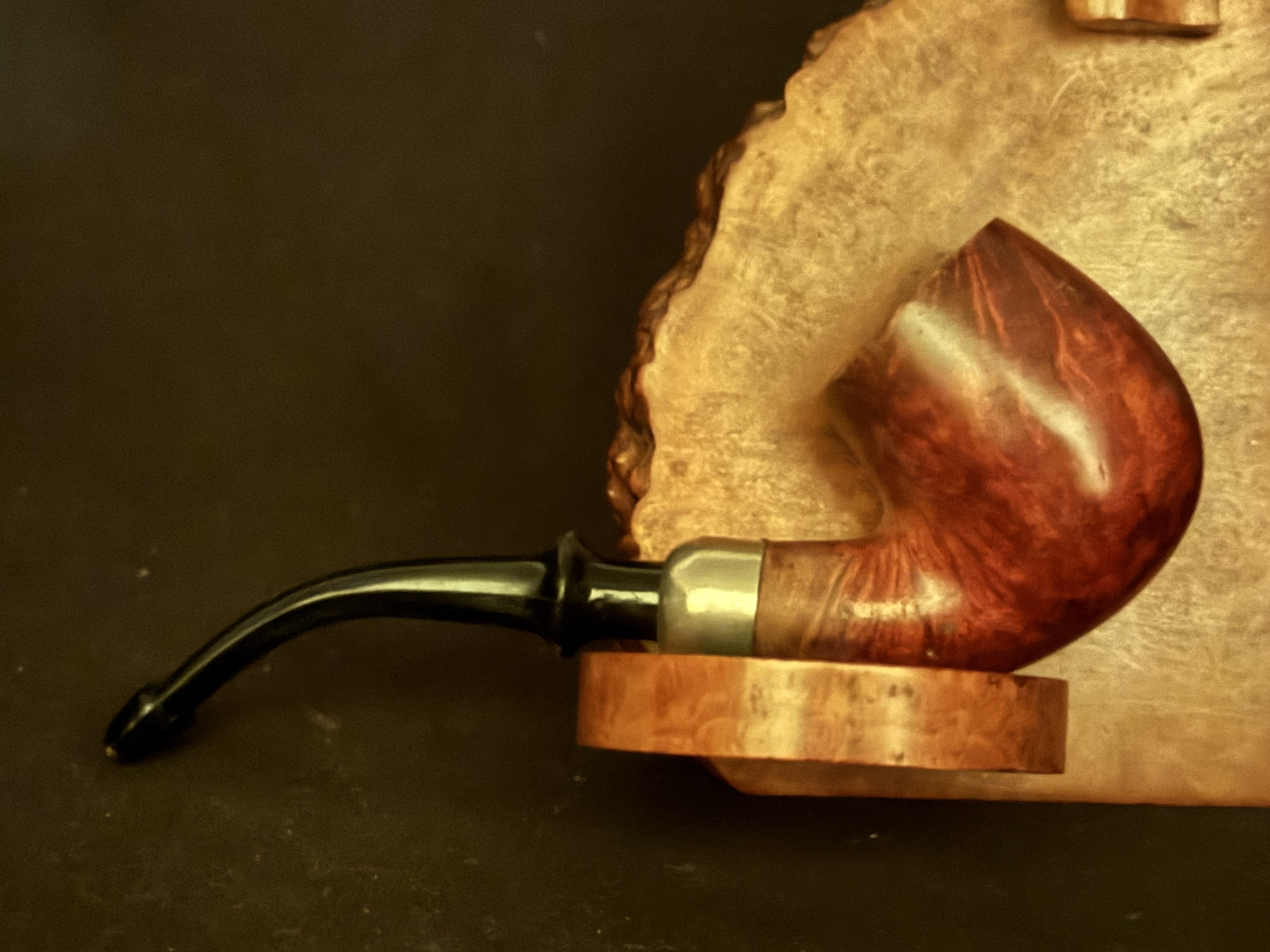 Oliva Real Briar Miniature Smooth Bent Billiard Pocket Pipe - Acrylic P-Lip Stem, New Old Stock, Unsmoked 14