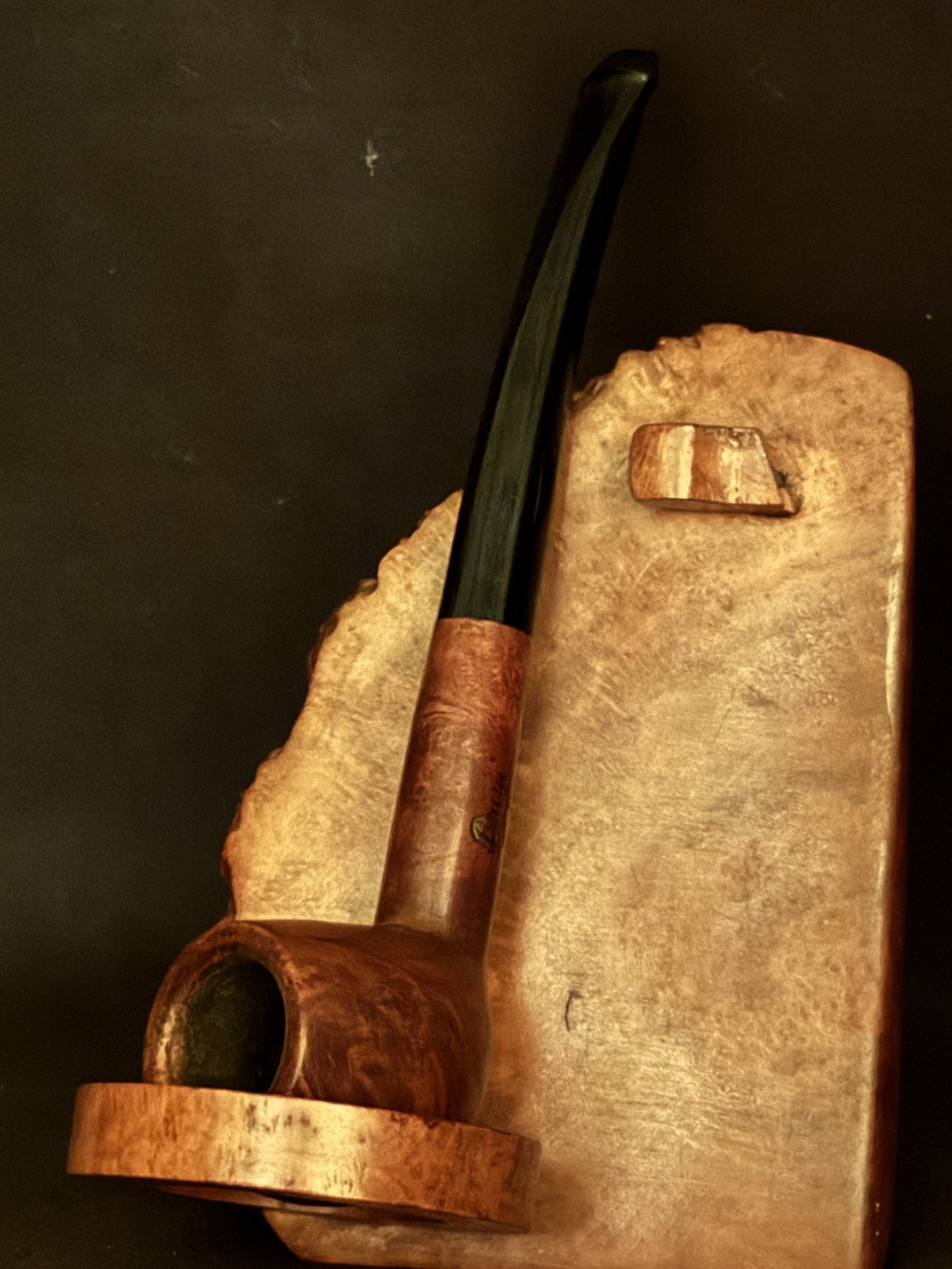 Bruyere Smooth Briar Apple Pot Vest Pocket Pipe, Acrylic Saddle Stem, Fishtail, Estate Pipe
