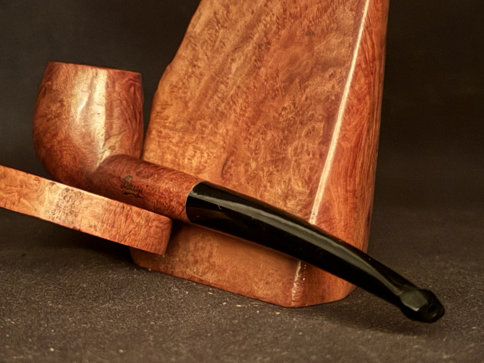 Bruyere Smooth Briar Apple Pot Vest Pocket Pipe, Acrylic Saddle Stem, Fishtail, Estate Pipe 9