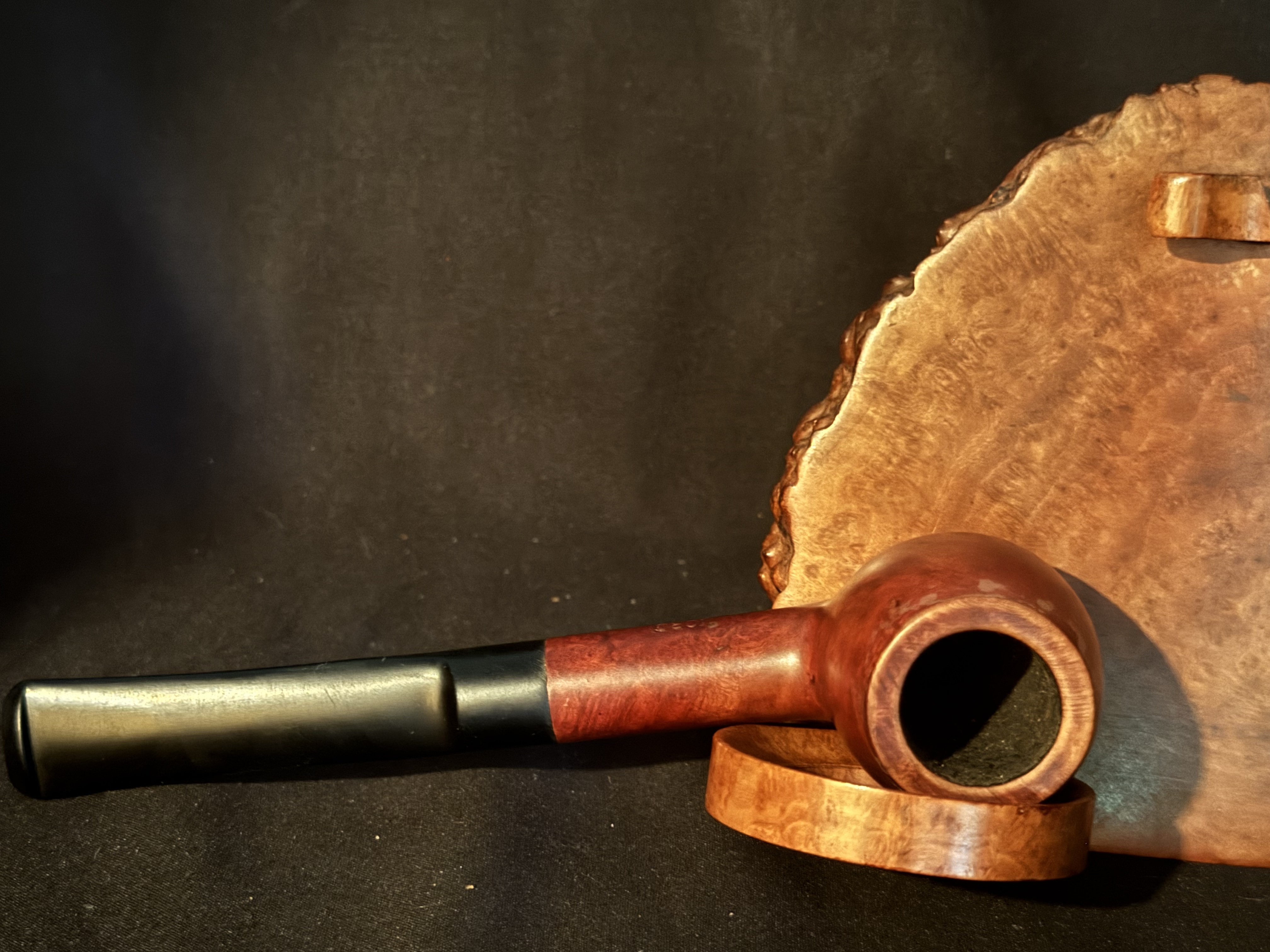 MORO Elegance Reddish Smooth Straight Apple - Vulcanite Saddle Stem, Fishtail, No Filter, New Old Stock Unsmoked Estate Pipe 2