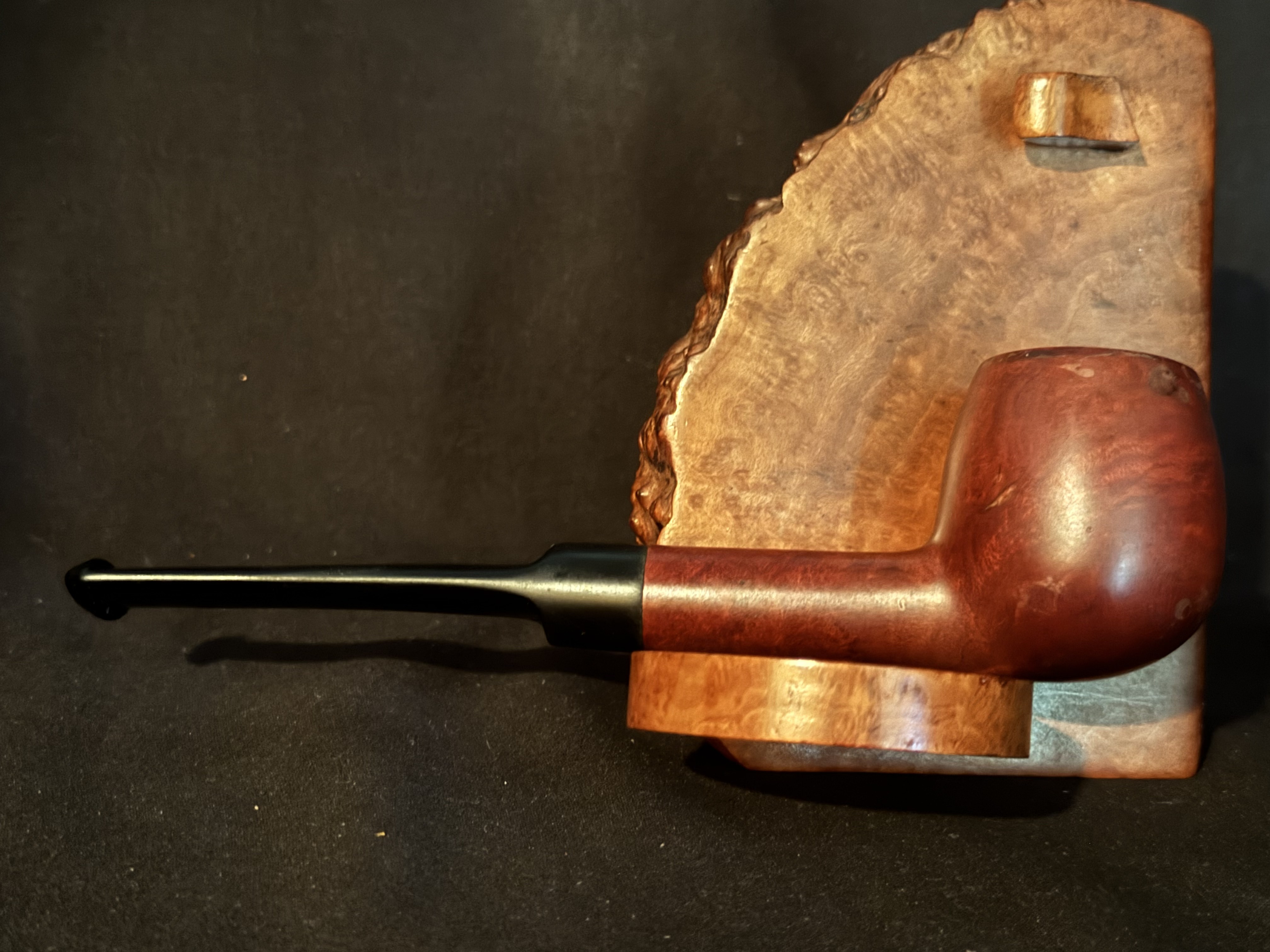 MORO Elegance Reddish Smooth Straight Apple - Vulcanite Saddle Stem, Fishtail, No Filter, New Old Stock Unsmoked Estate Pipe 11