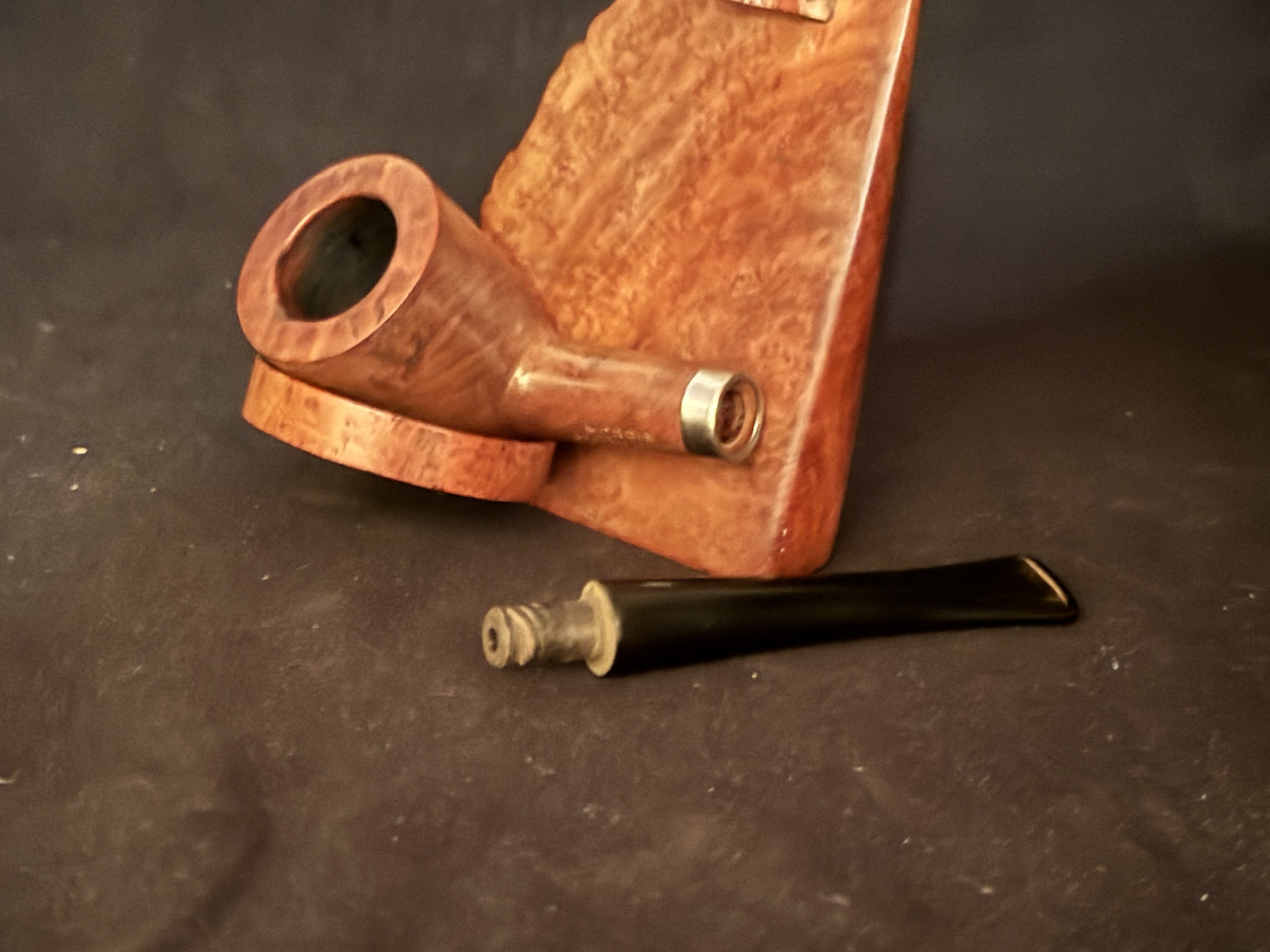Morris Bruyere Garantie Smooth Straight Billiard Estate Pipe - Gold Band, Vulcanite Fishtail Stem, Unsmoked 8