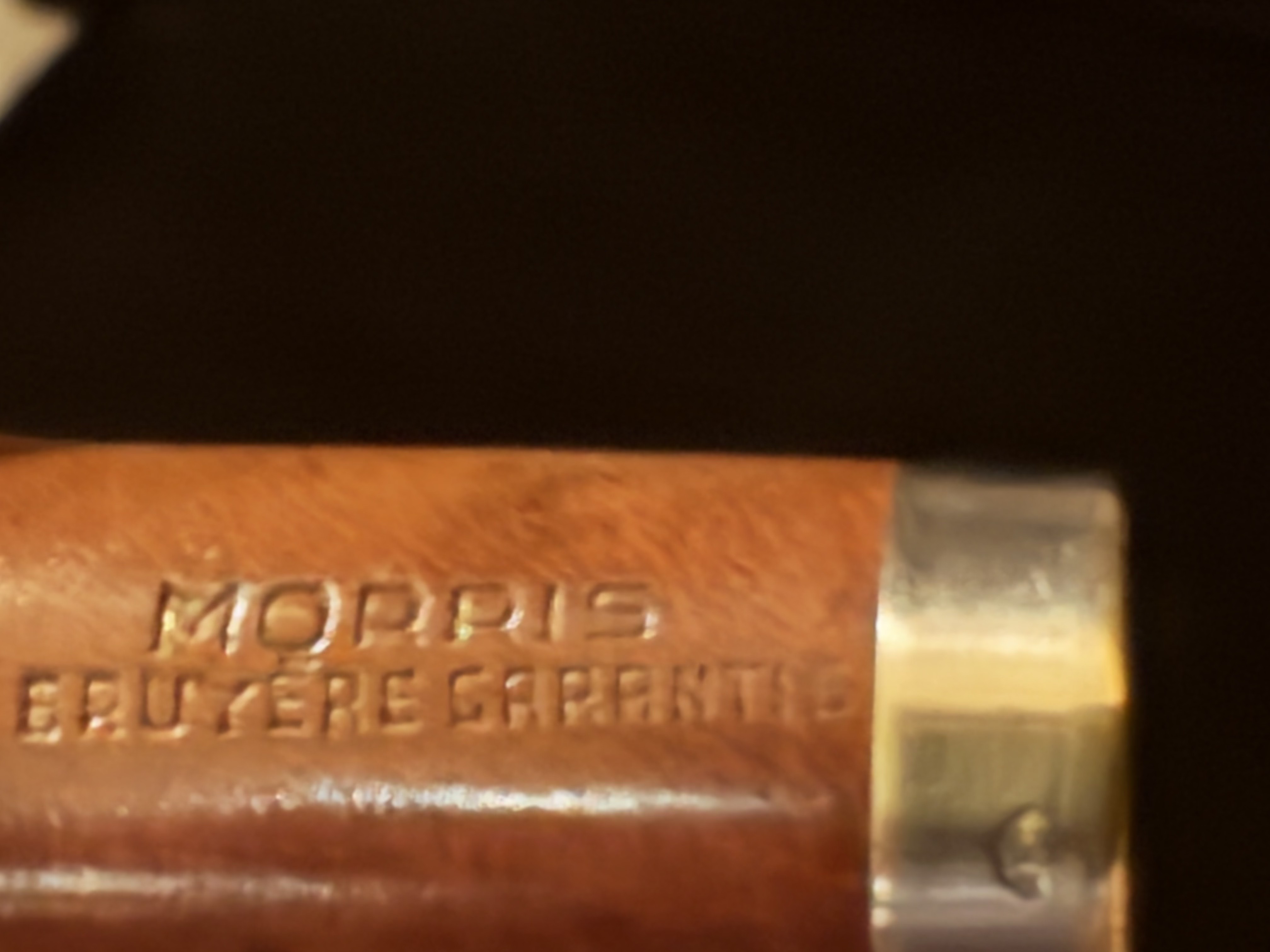 Morris Bruyere Garantie Smooth Straight Billiard Estate Pipe - Gold Band, Vulcanite Fishtail Stem, Unsmoked 11