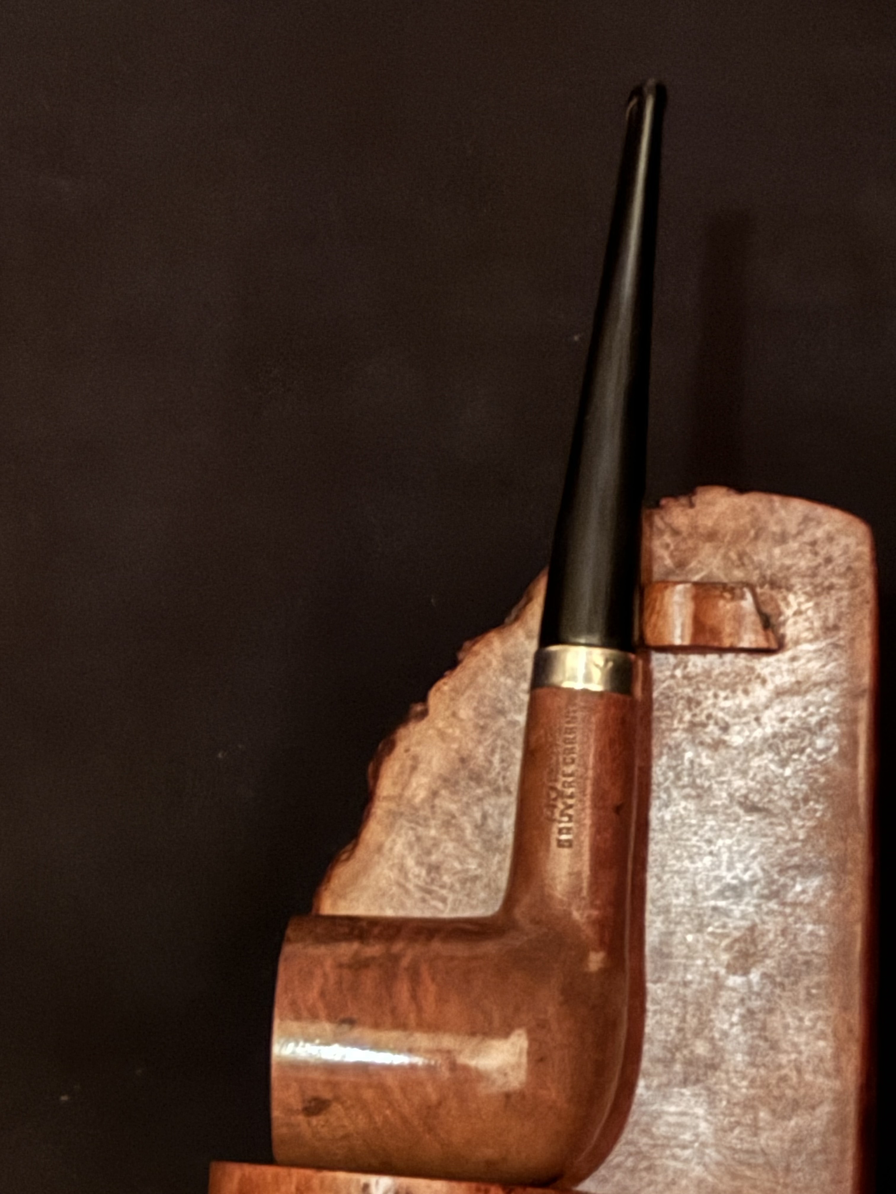 Morris Bruyere Garantie Smooth Straight Billiard Estate Pipe - Gold Band, Vulcanite Fishtail Stem, Unsmoked 2