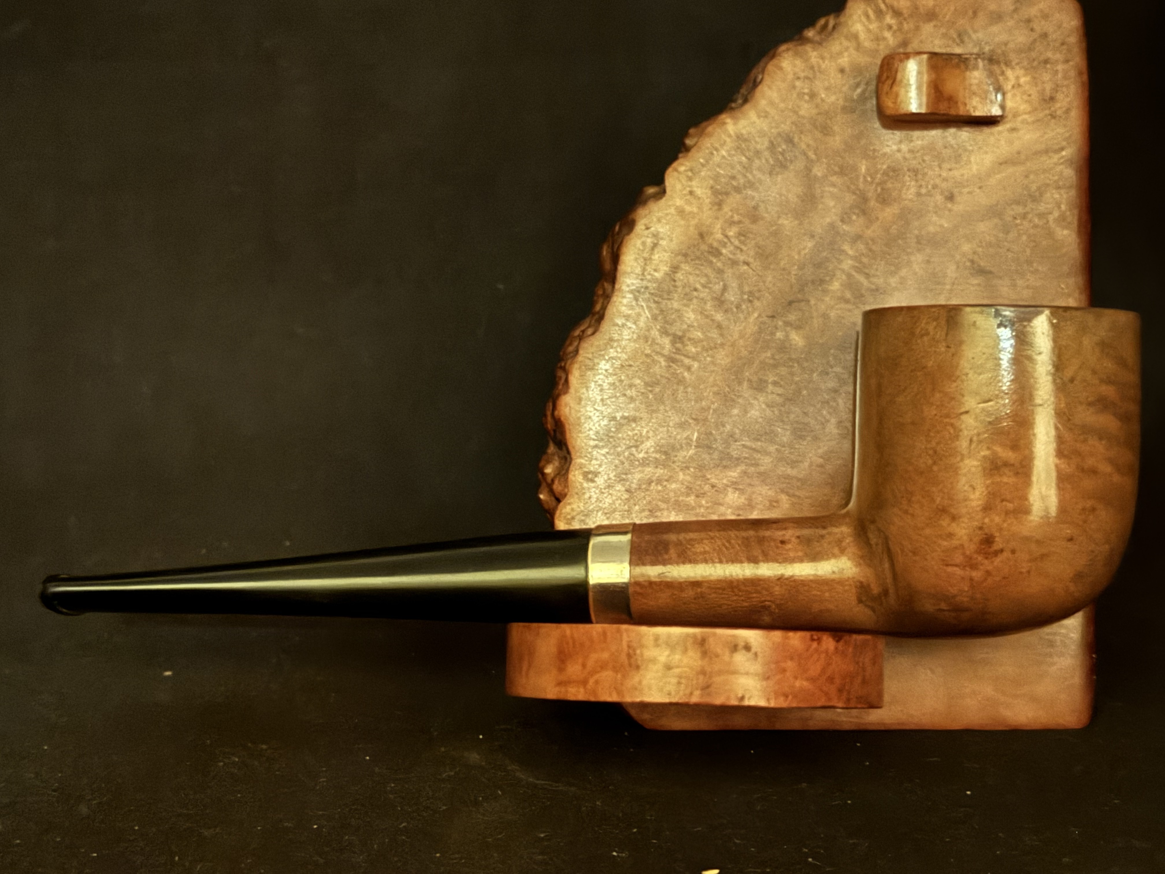 Morris Bruyere Garantie Smooth Straight Billiard Estate Pipe - Gold Band, Vulcanite Fishtail Stem, Unsmoked 4