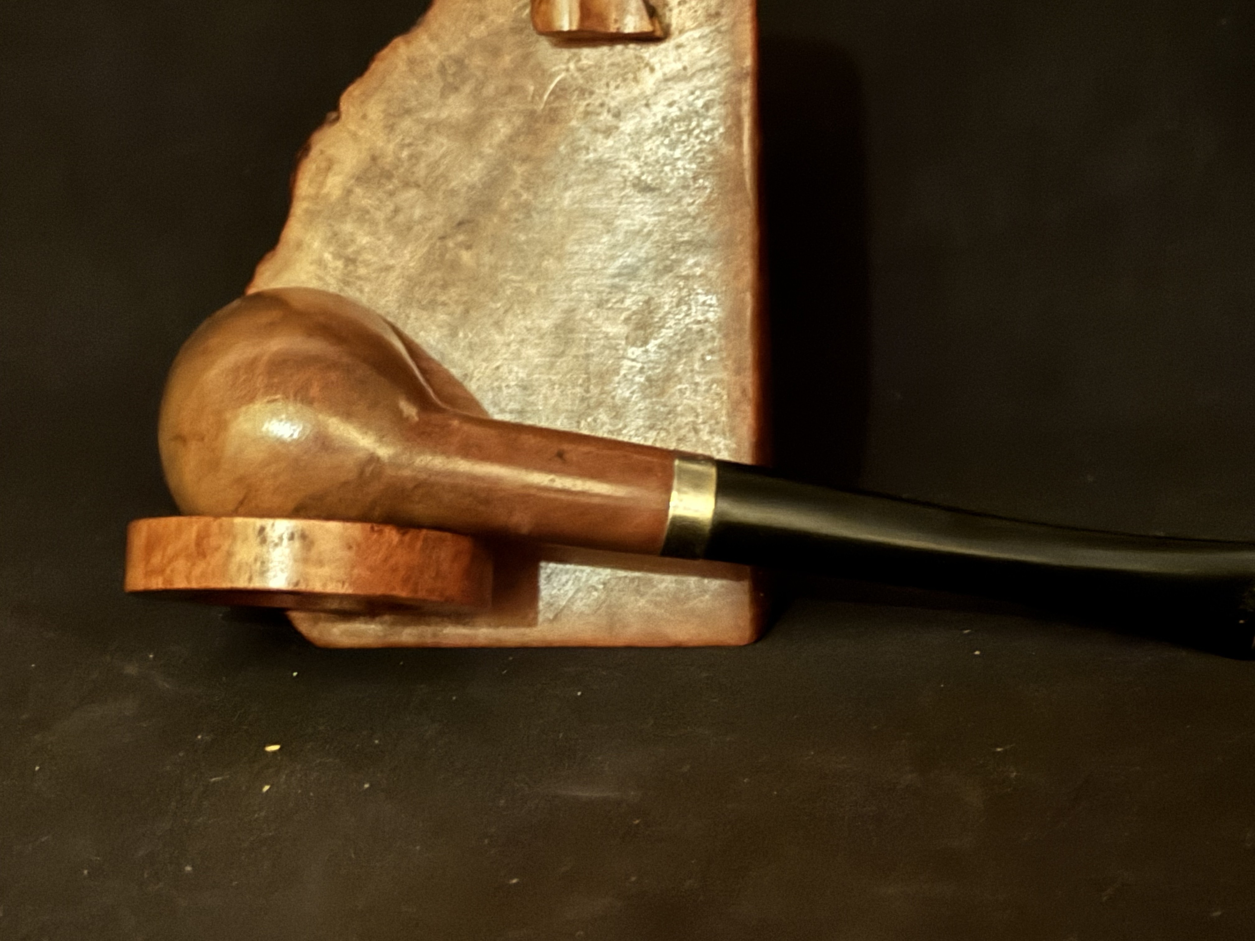 Morris Bruyere Garantie Smooth Straight Billiard Estate Pipe - Gold Band, Vulcanite Fishtail Stem, Unsmoked 6