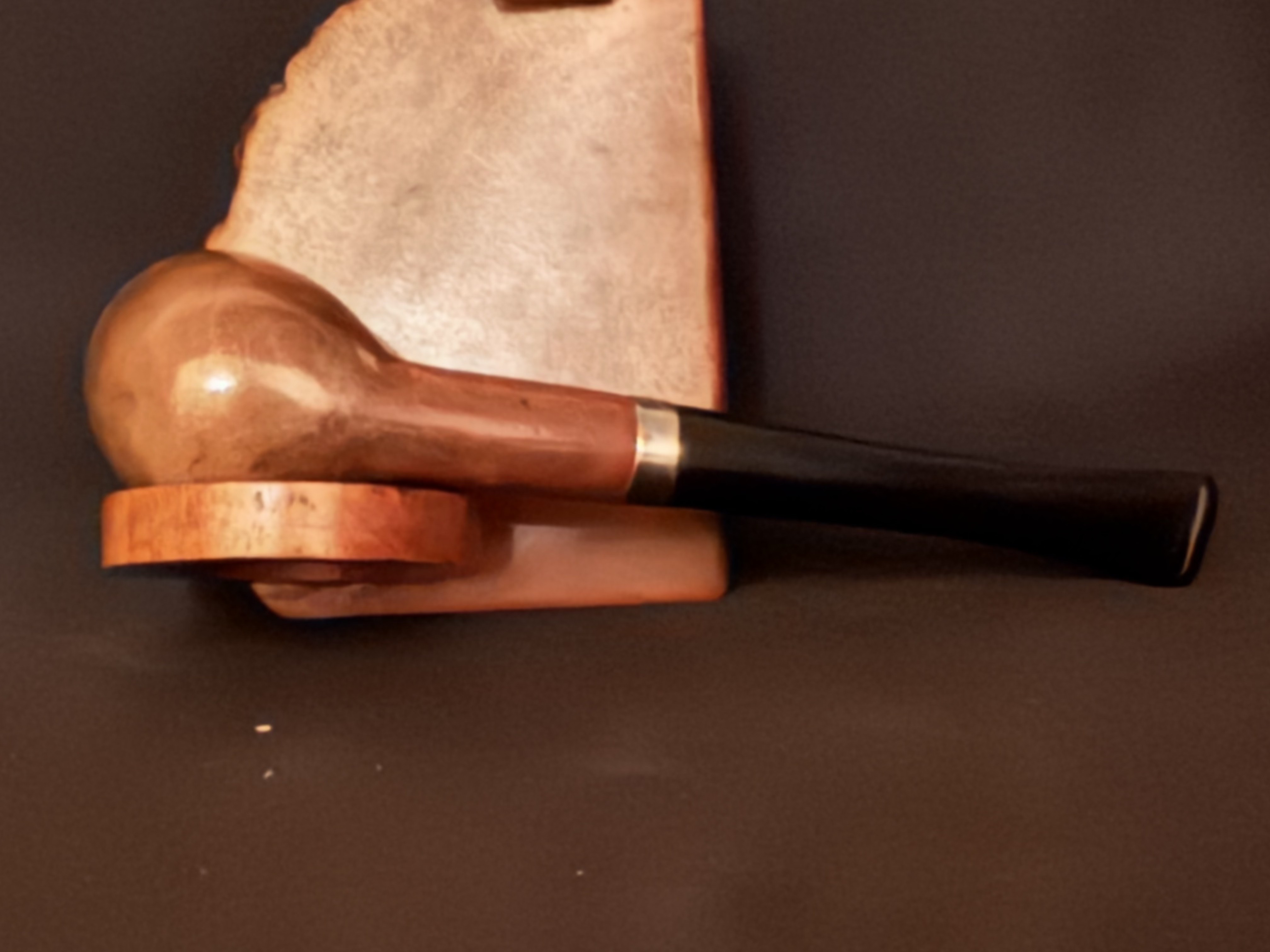Morris Bruyere Garantie Smooth Straight Billiard Estate Pipe - Gold Band, Vulcanite Fishtail Stem, Unsmoked 7