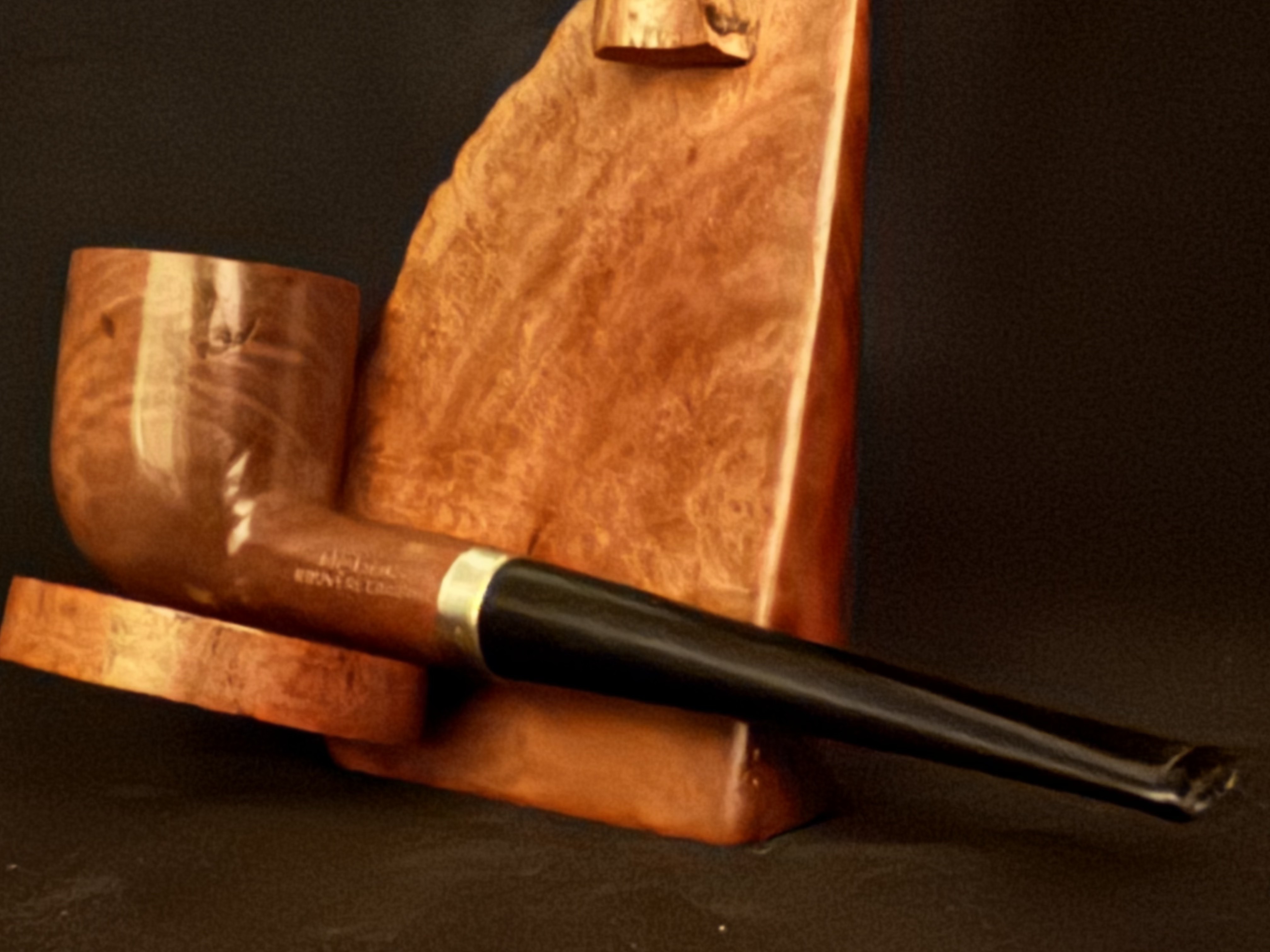 Morris Bruyere Garantie Smooth Straight Billiard Estate Pipe - Gold Band, Vulcanite Fishtail Stem, Unsmoked 10