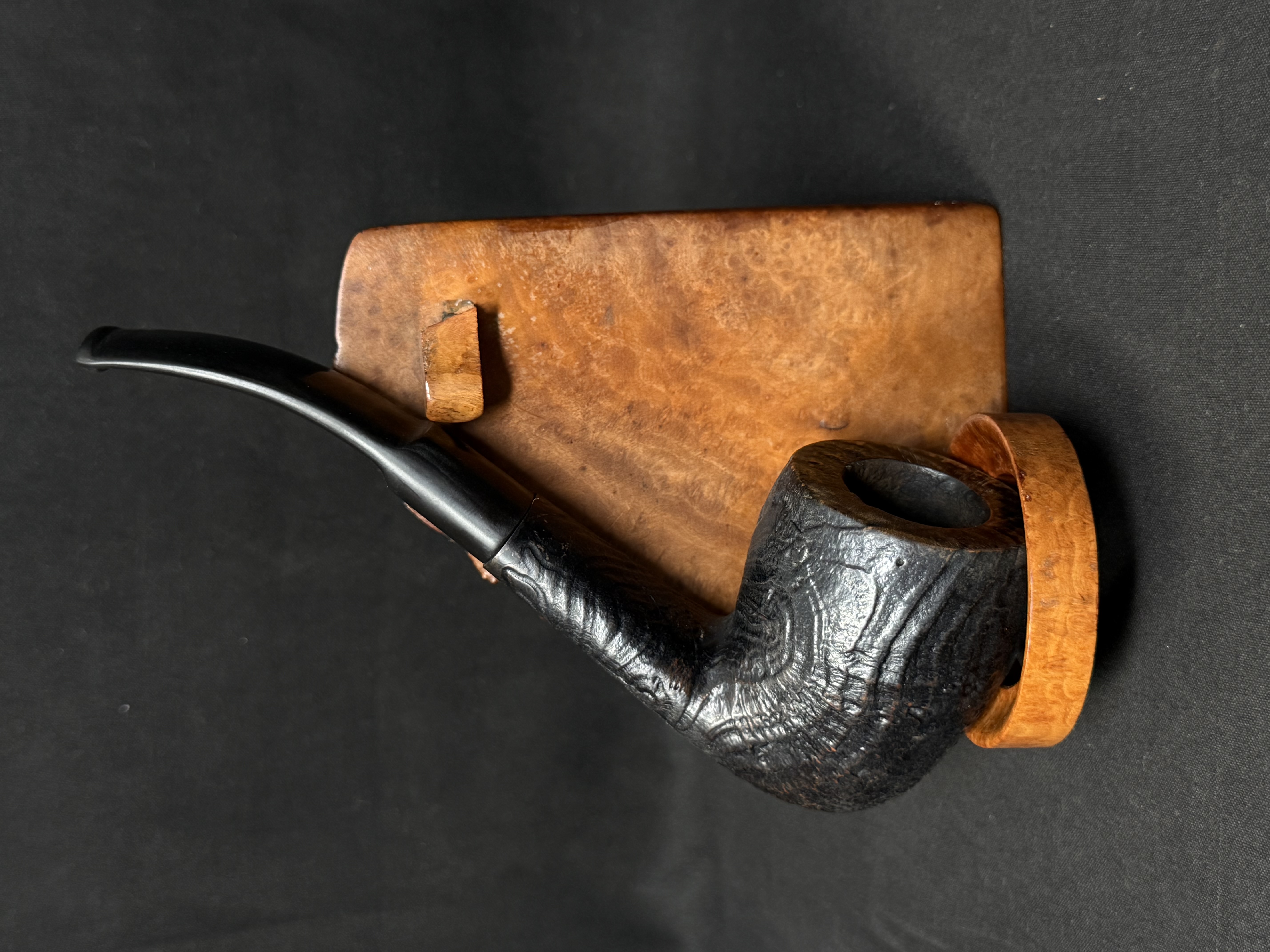 Old Master Bent Sandblast Pipe, Vulcanite Saddle Stem, Estate 1891-1921 2