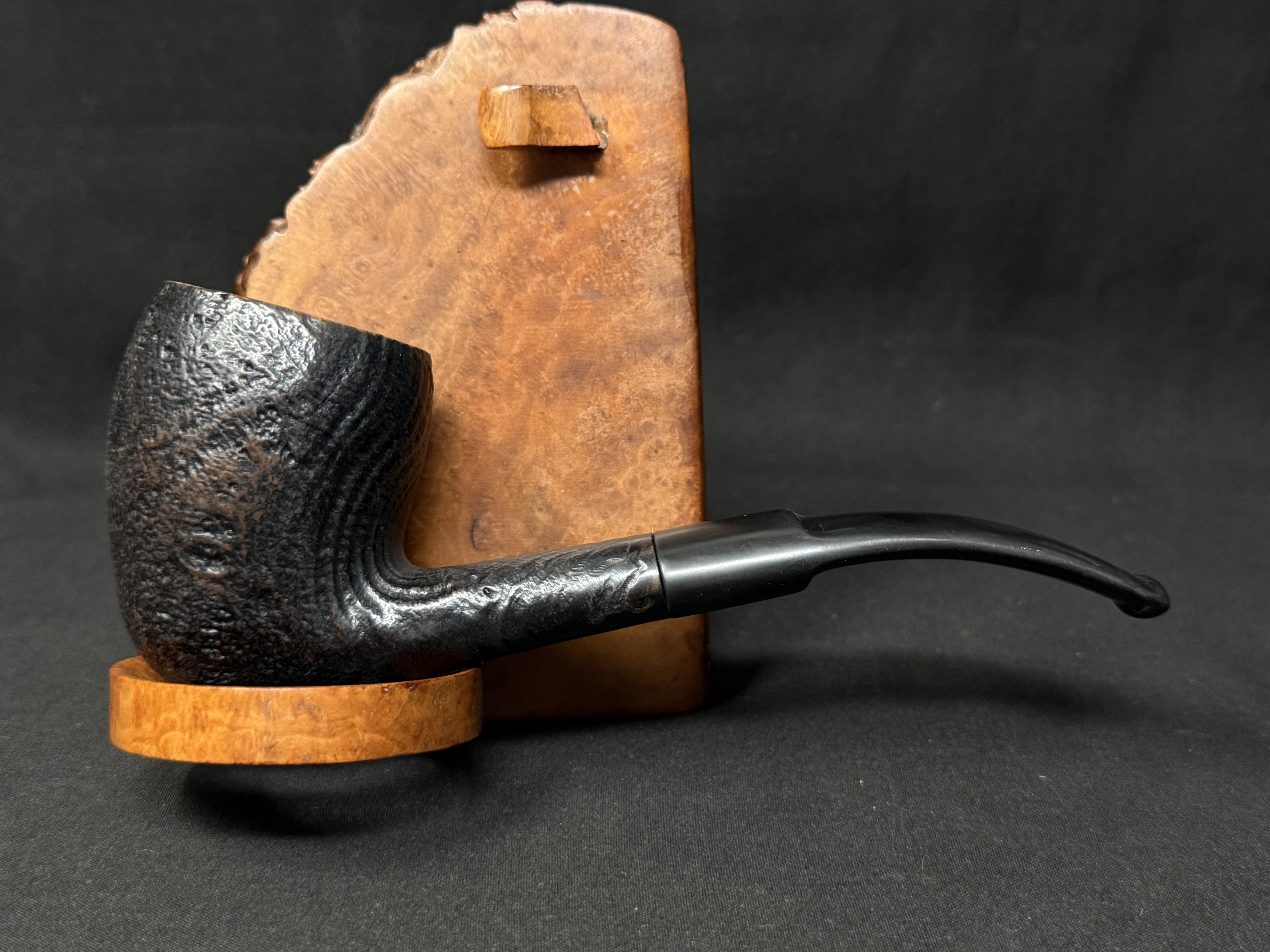 Old Master Bent Sandblast Pipe, Vulcanite Saddle Stem, Estate 1891-1921 3