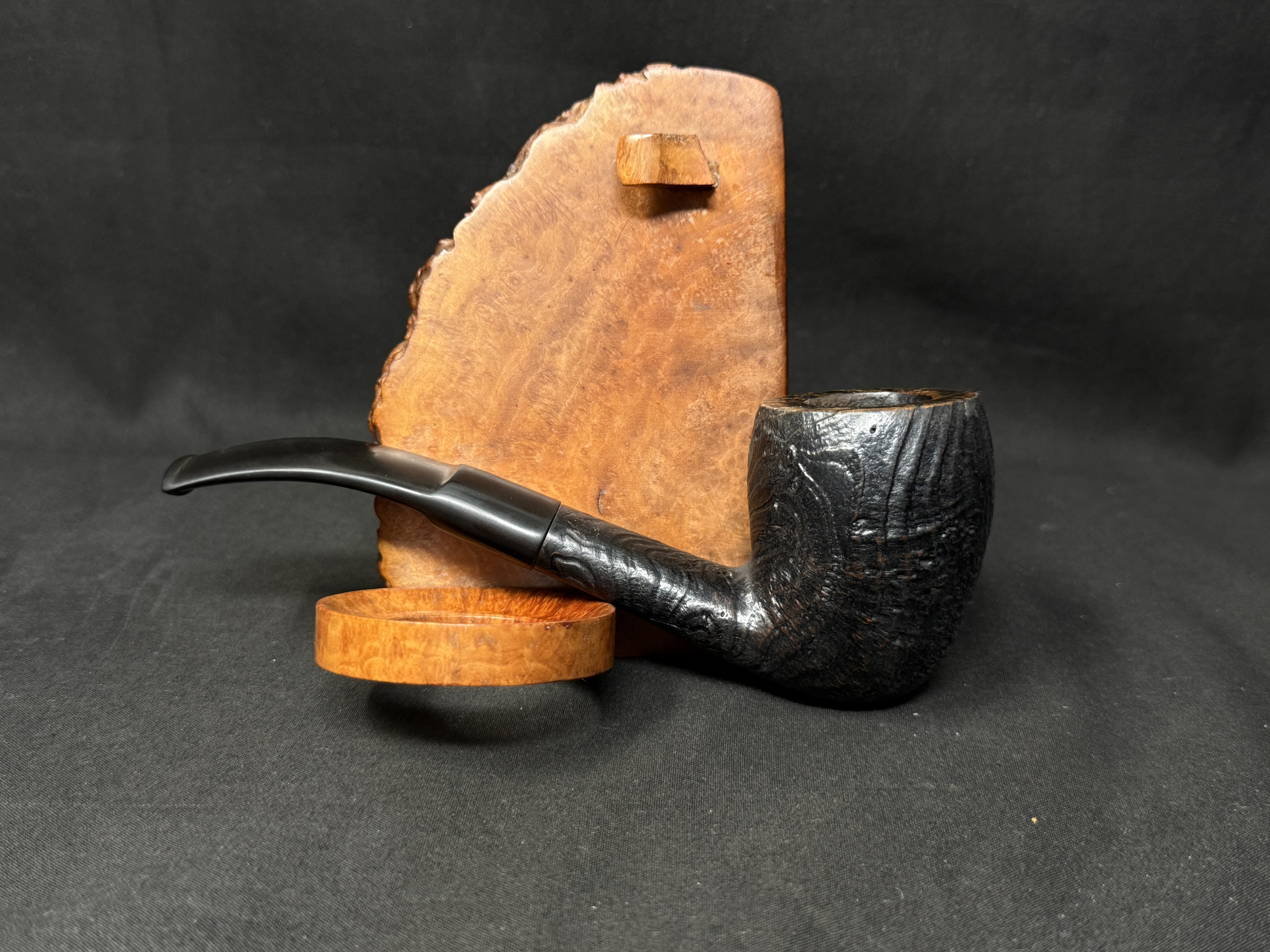 Old Master Bent Sandblast Pipe, Vulcanite Saddle Stem, Estate 1891-1921 4
