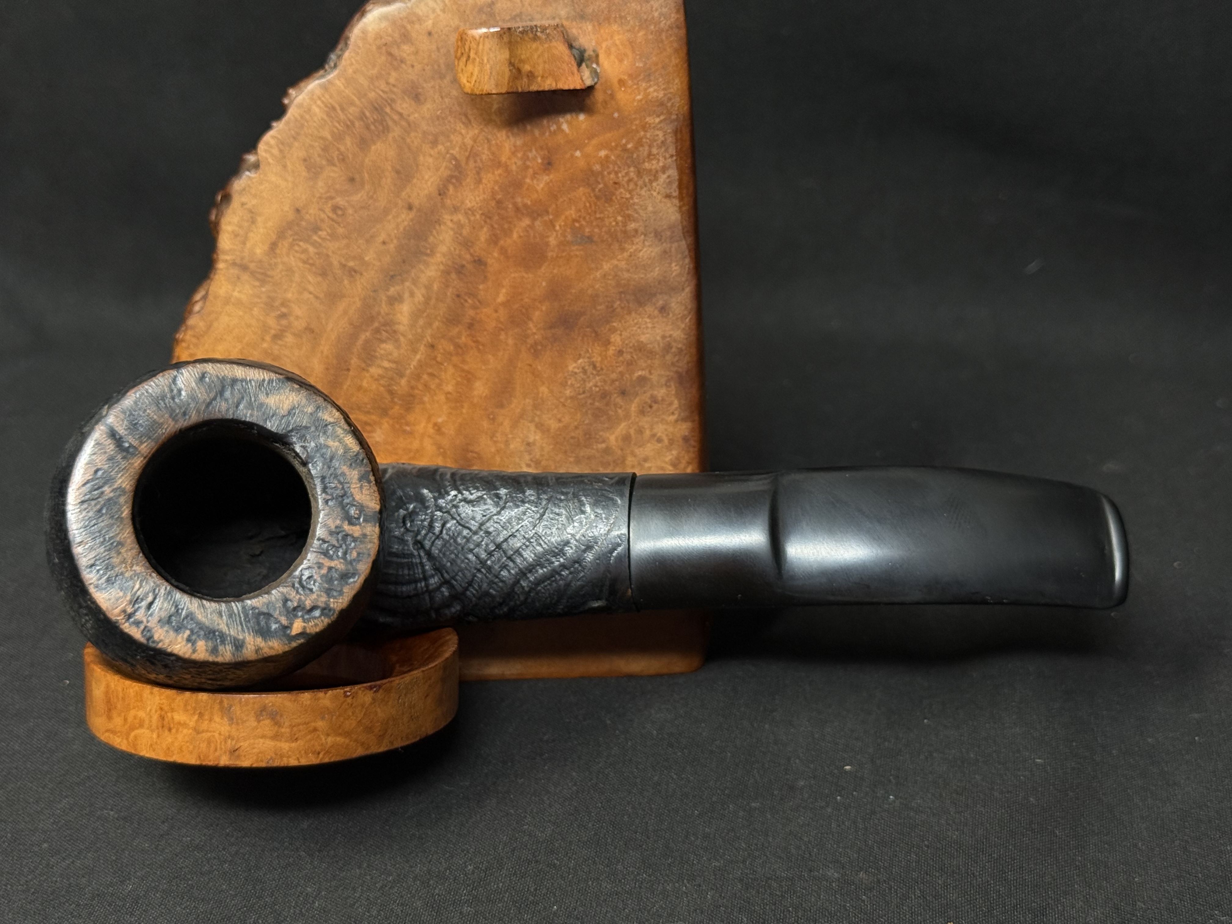 Old Master Bent Sandblast Pipe, Vulcanite Saddle Stem, Estate 1891-1921 5