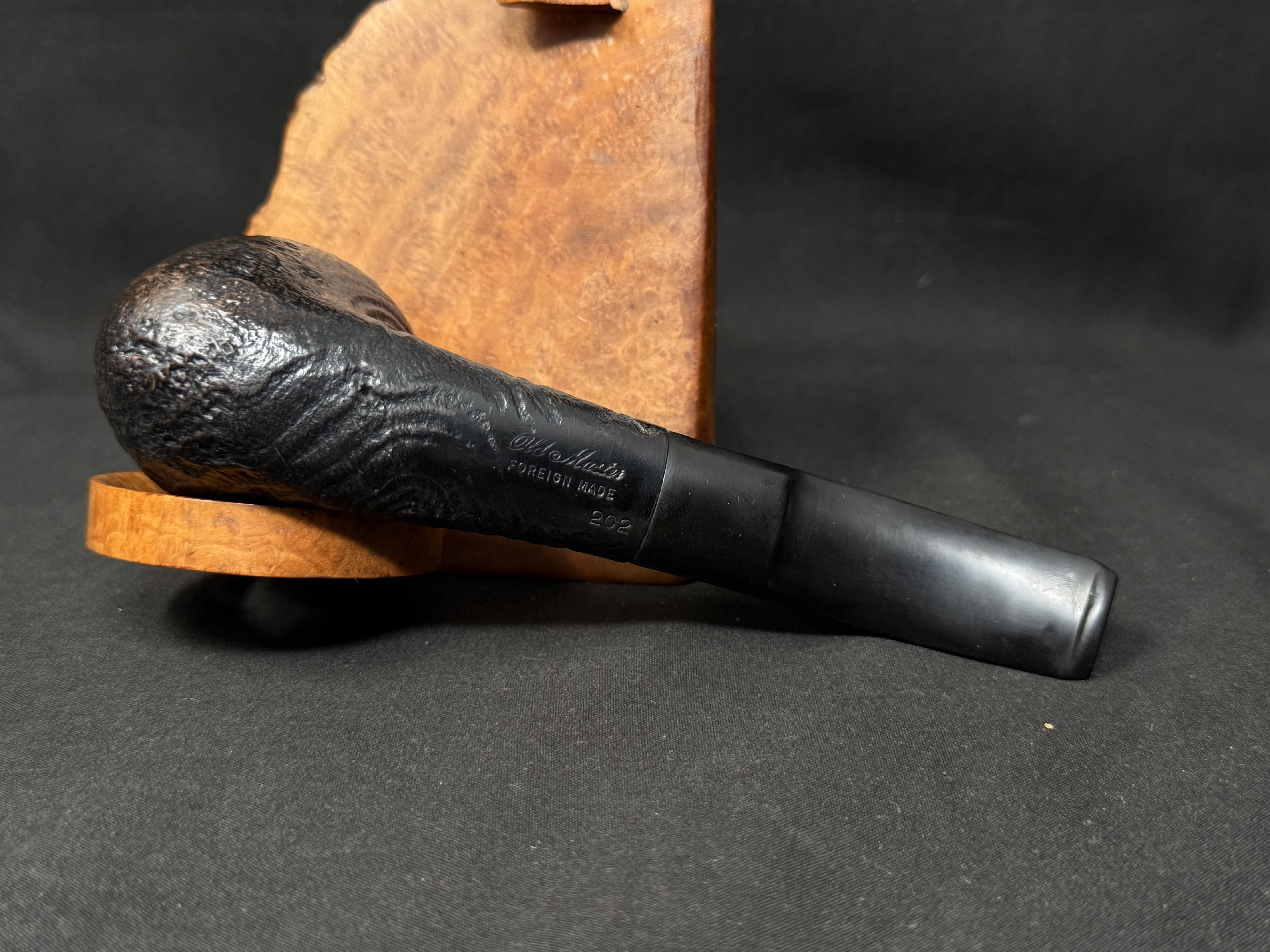 Old Master Bent Sandblast Pipe, Vulcanite Saddle Stem, Estate 1891-1921 6