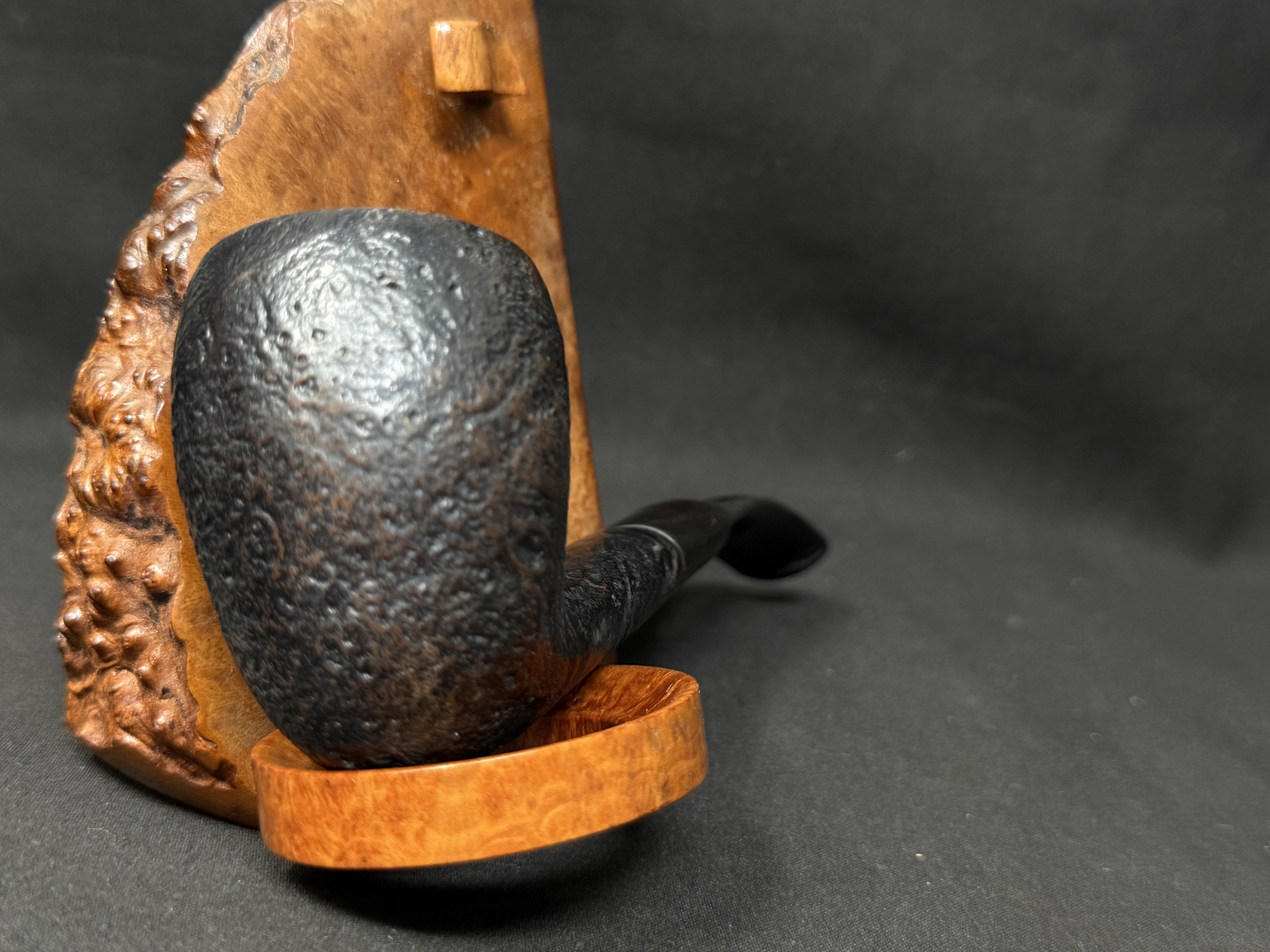 Old Master Bent Sandblast Pipe, Vulcanite Saddle Stem, Estate 1891-1921 7