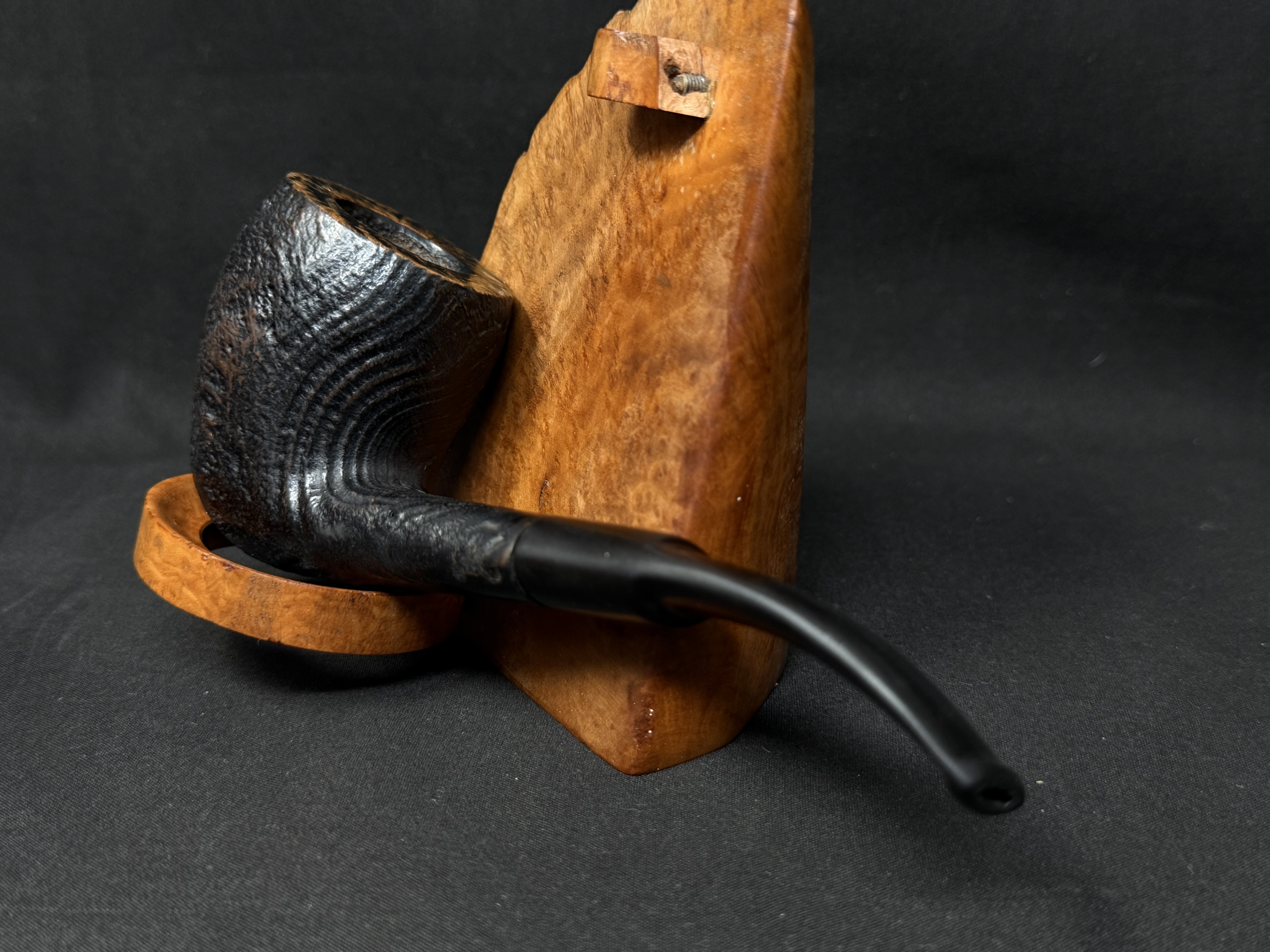 Old Master Bent Sandblast Pipe, Vulcanite Saddle Stem, Estate 1891-1921 8
