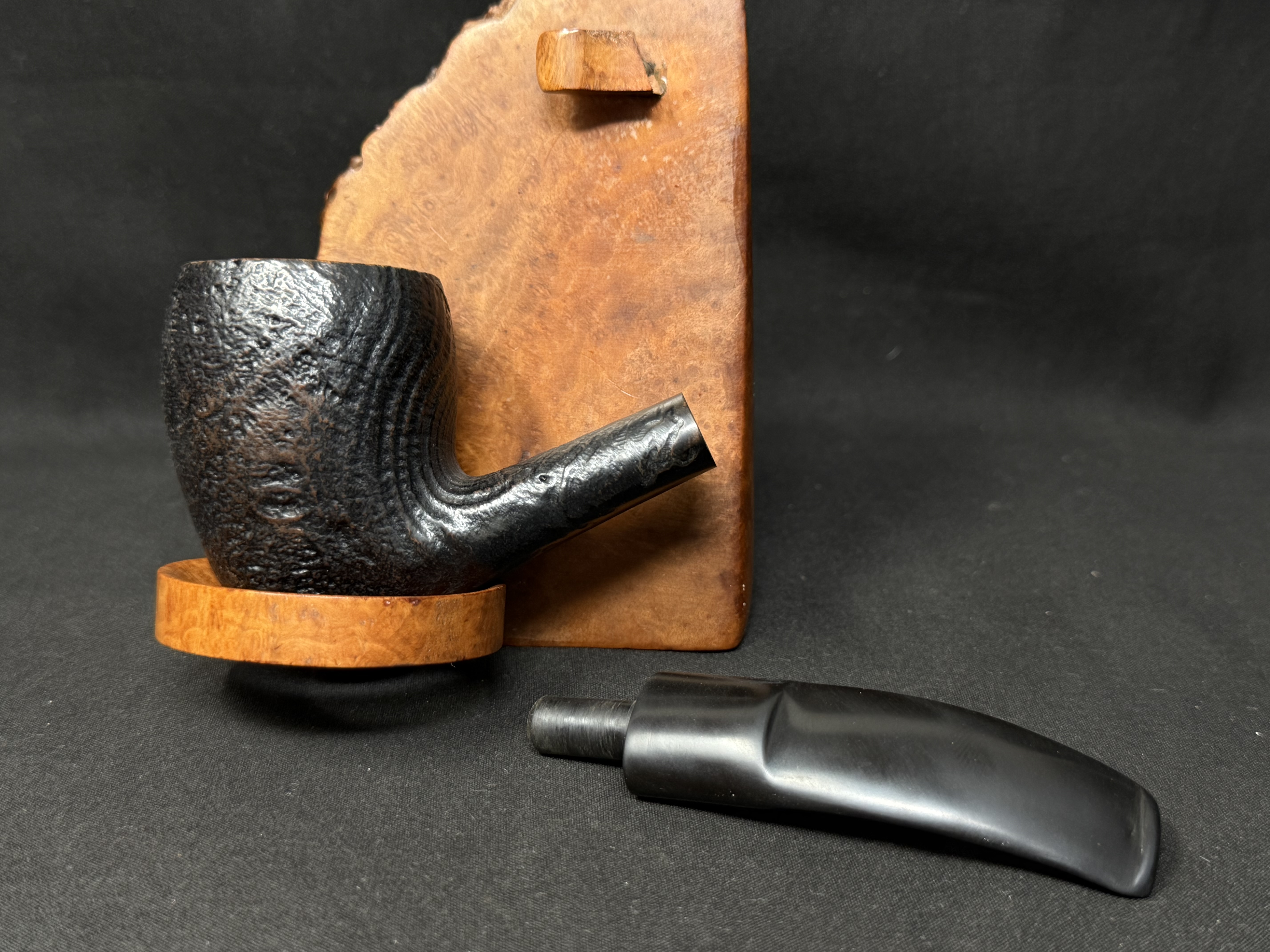 Old Master Bent Sandblast Pipe, Vulcanite Saddle Stem, Estate 1891-1921 9