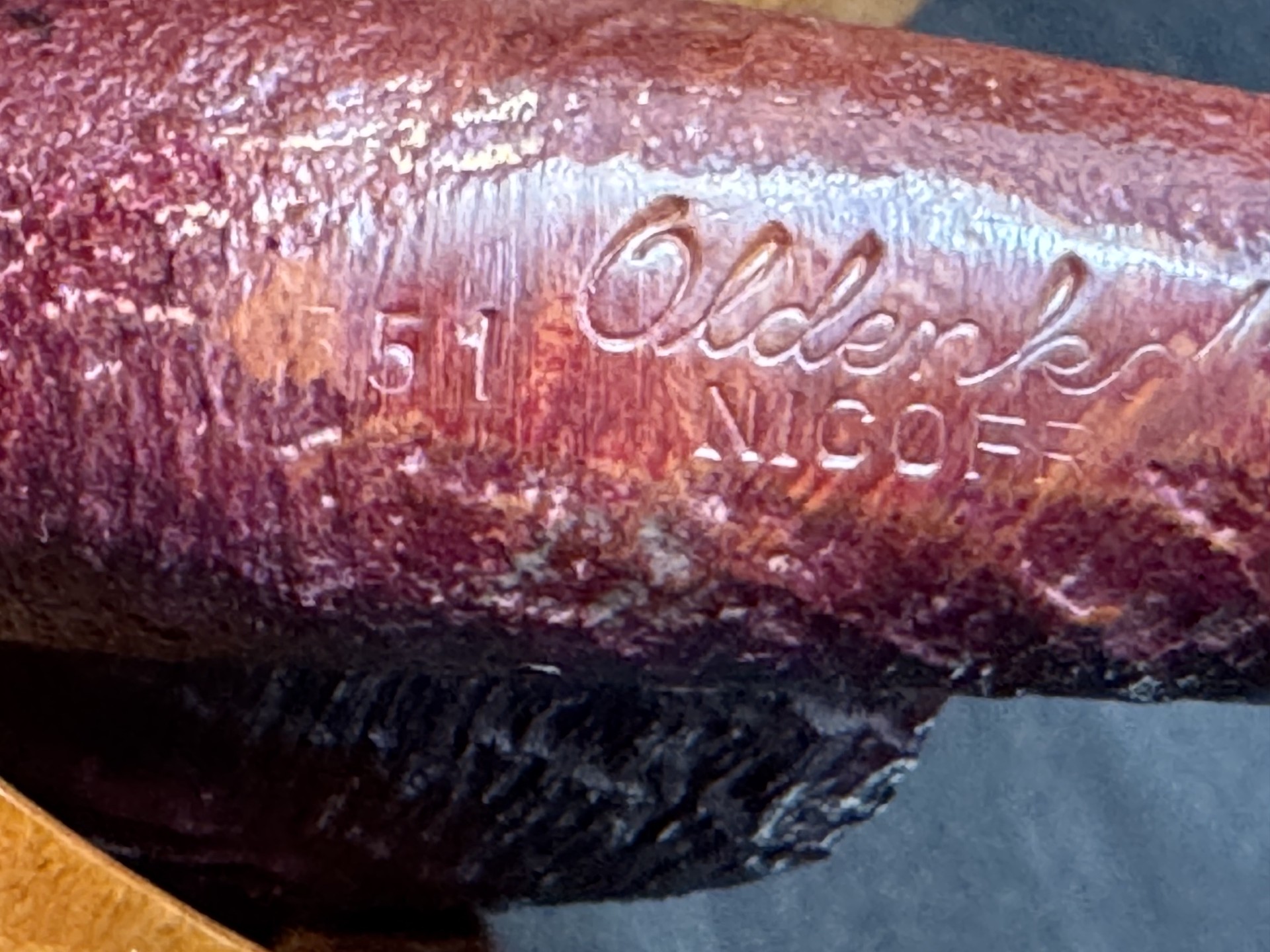 Oldenkott Nicofry 51 Red Sandblast Bent Billiard w/ Meerschaum 1926-2026 Estate Pipe