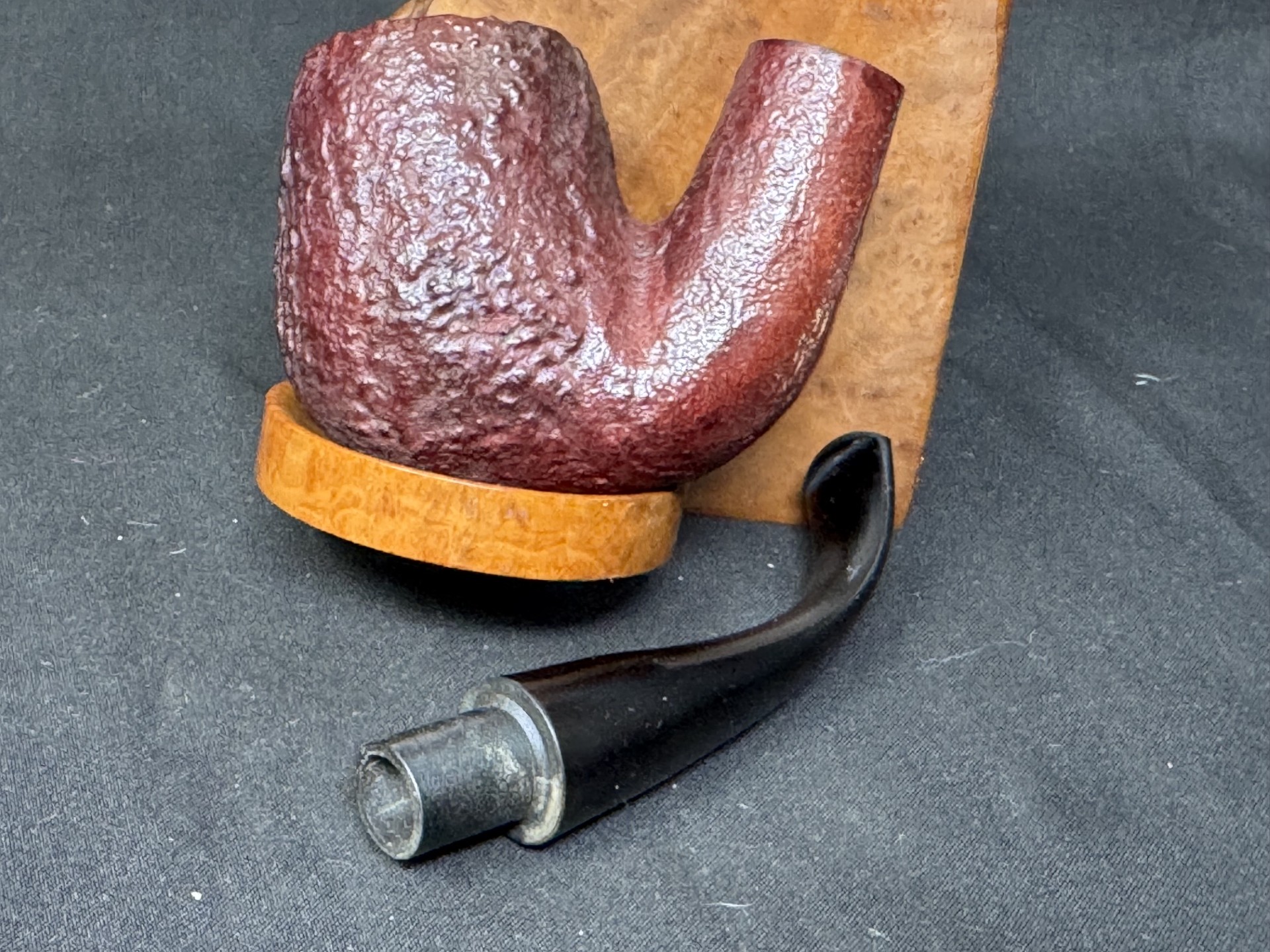 Oldenkott Nicofry 51 Red Sandblast Bent Billiard w/ Meerschaum 1926-2026 Estate Pipe 2