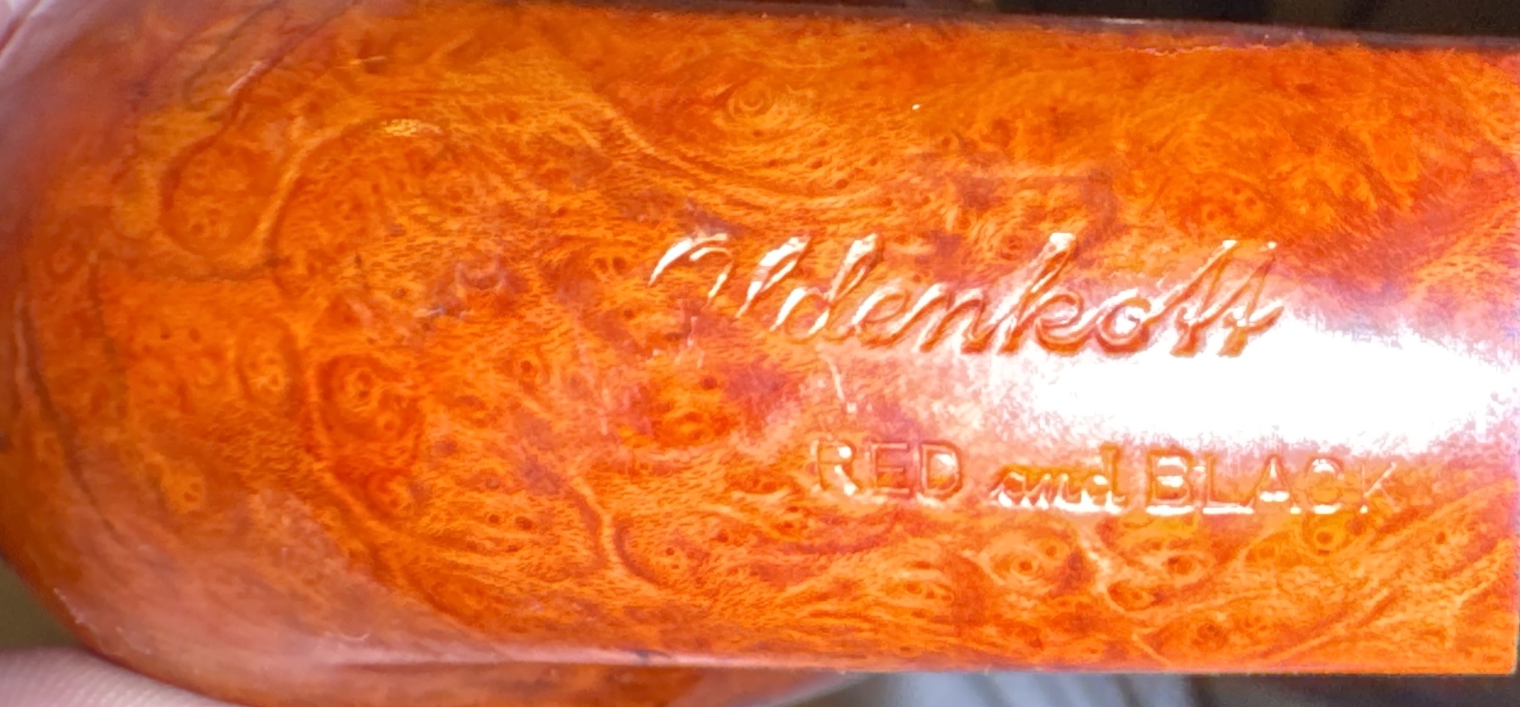 Oldenkott Red and Black Bent Billiard Estate Pipe - Smooth Briar, Oval Shank, 9mm Filter 10