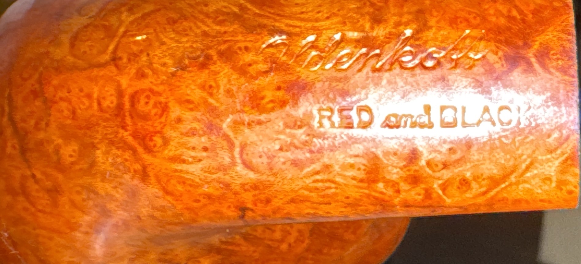 Oldenkott Red and Black Bent Billiard Estate Pipe - Smooth Briar, Oval Shank, 9mm Filter 11
