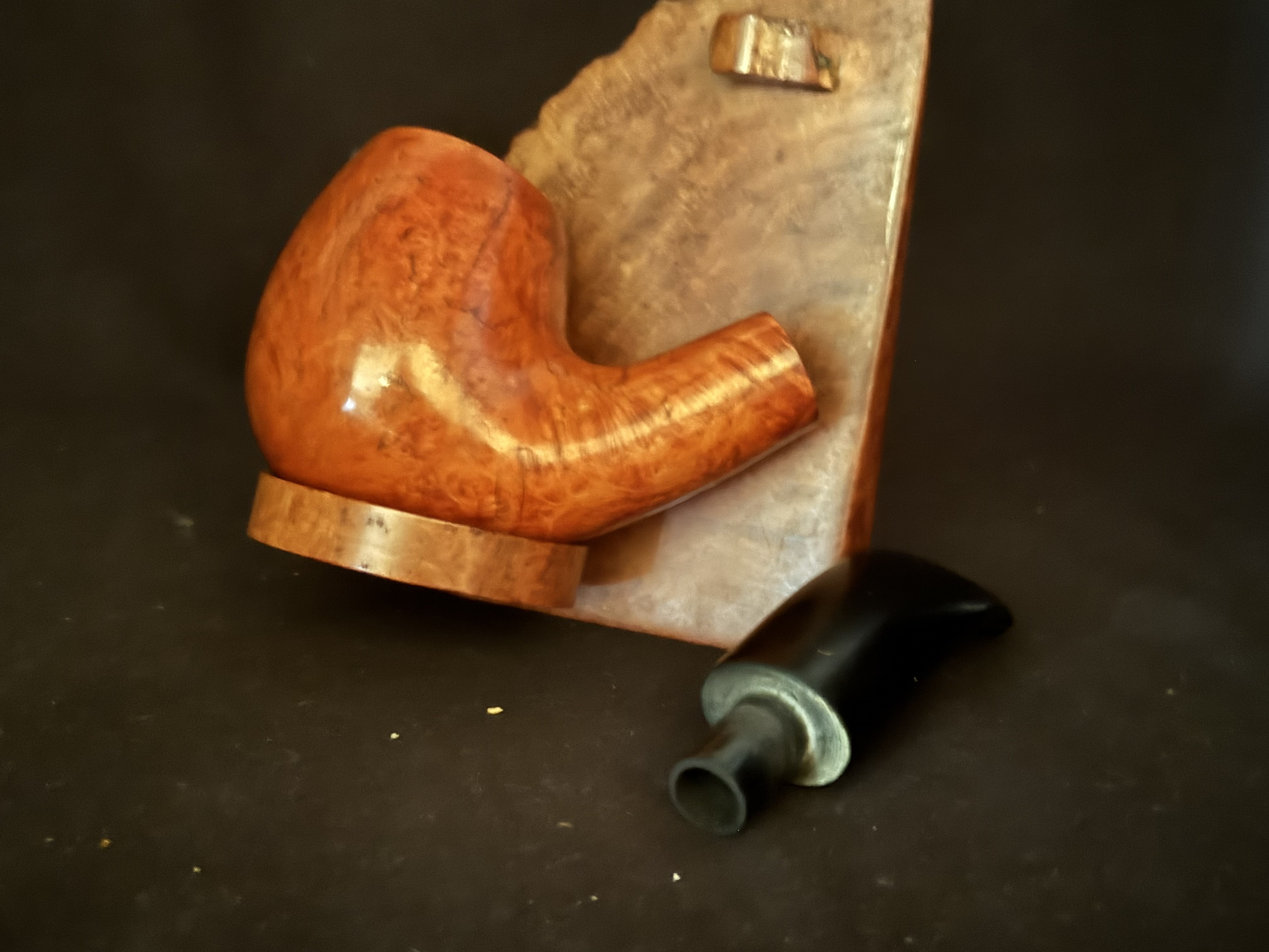Oldenkott Red and Black Bent Billiard Estate Pipe - Smooth Briar, Oval Shank, 9mm Filter 9