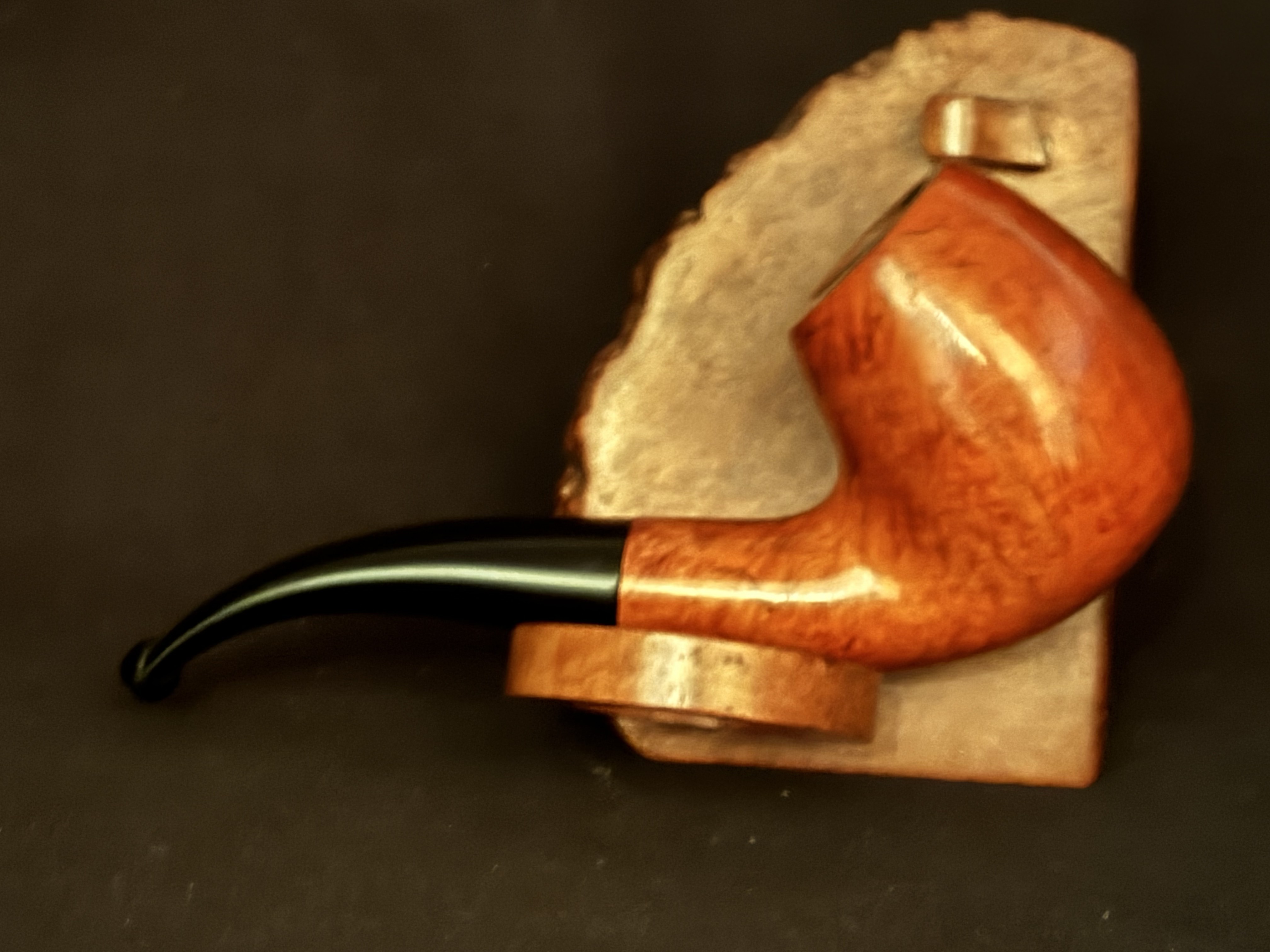 Oldenkott Red and Black Bent Billiard Estate Pipe - Smooth Briar, Oval Shank, 9mm Filter 12