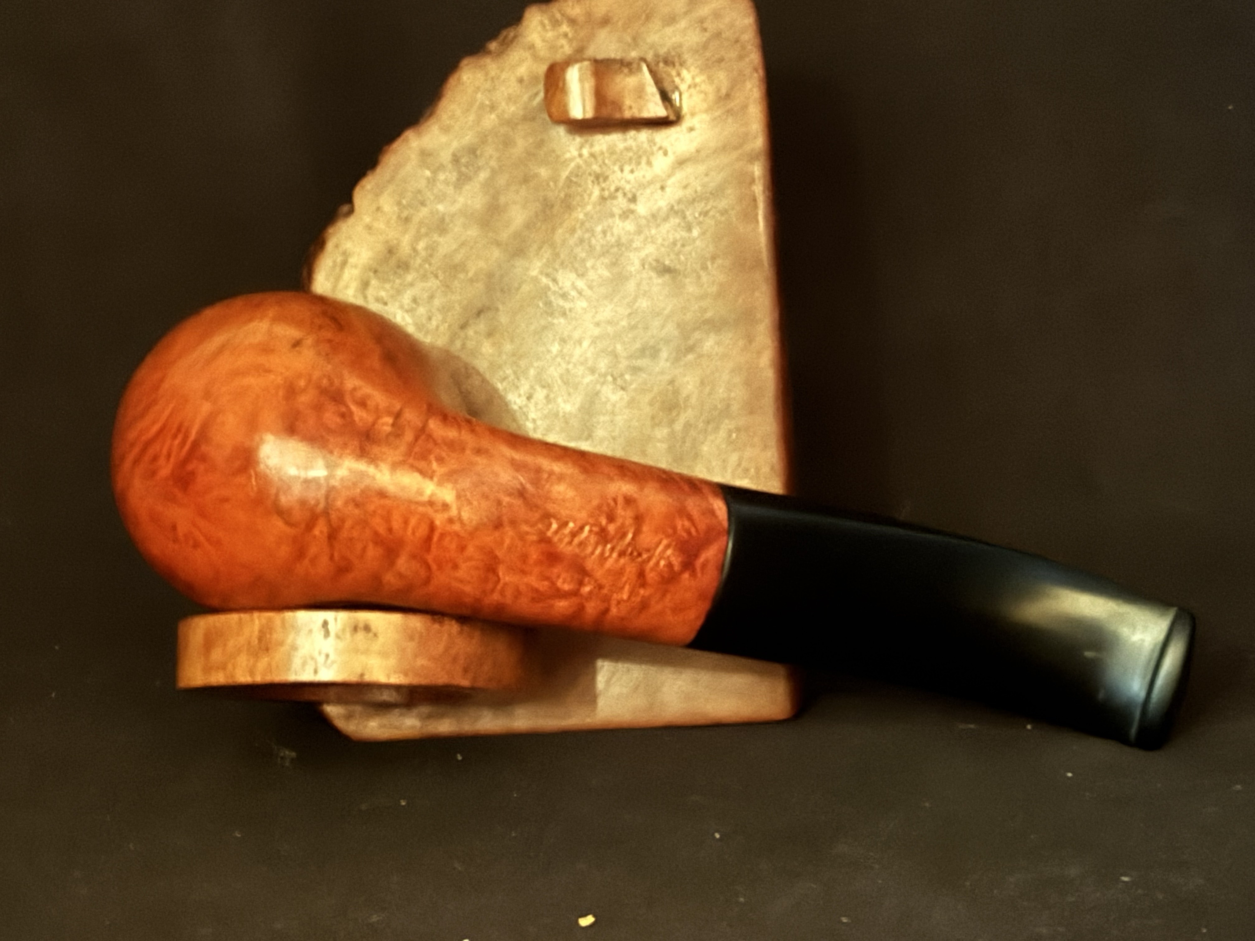 Oldenkott Red and Black Bent Billiard Estate Pipe - Smooth Briar, Oval Shank, 9mm Filter 8