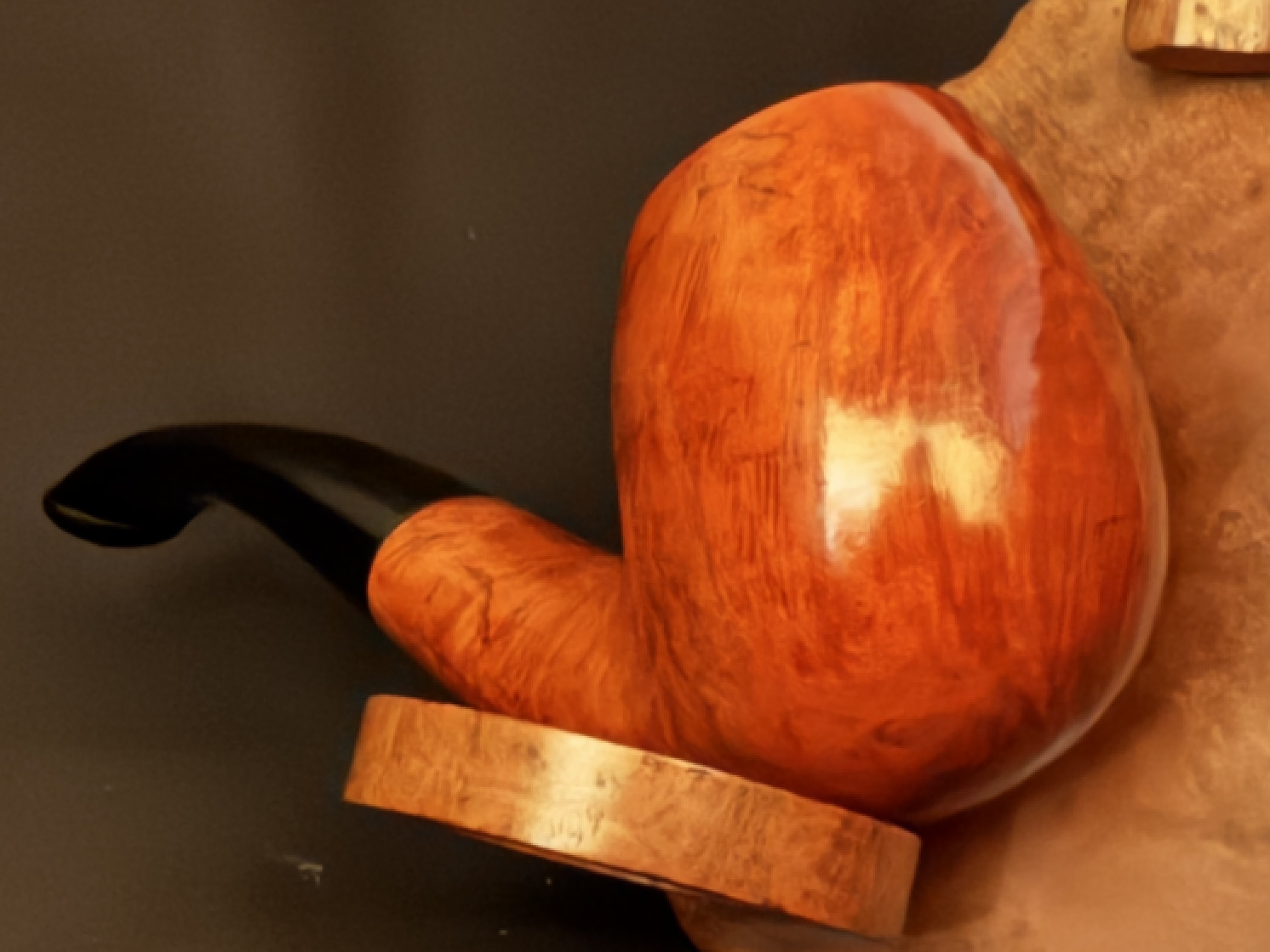 Oldenkott Red and Black Bent Billiard Estate Pipe - Smooth Briar, Oval Shank, 9mm Filter 13