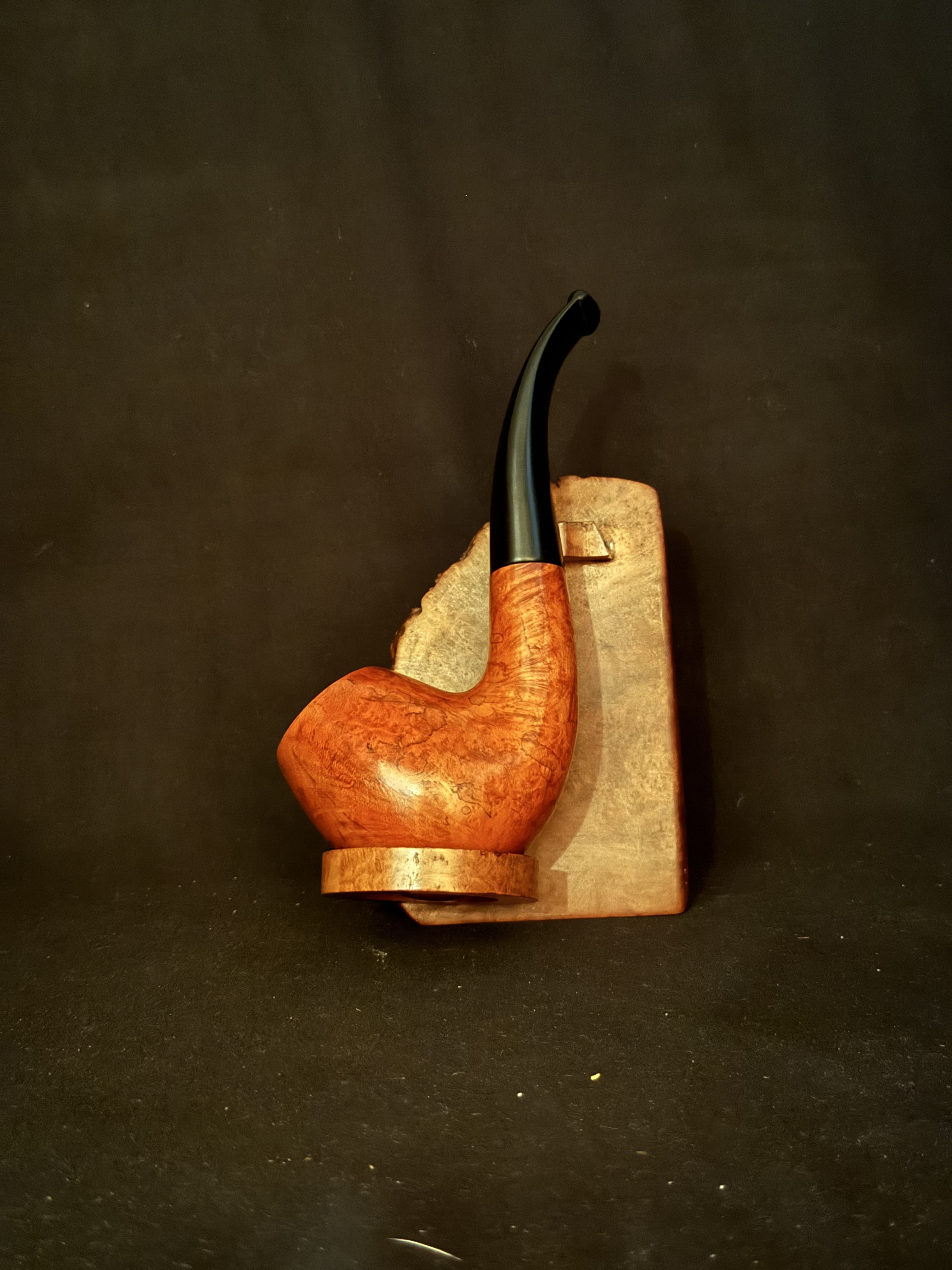 Oldenkott Red and Black Bent Billiard Estate Pipe - Smooth Briar, Oval Shank, 9mm Filter 14