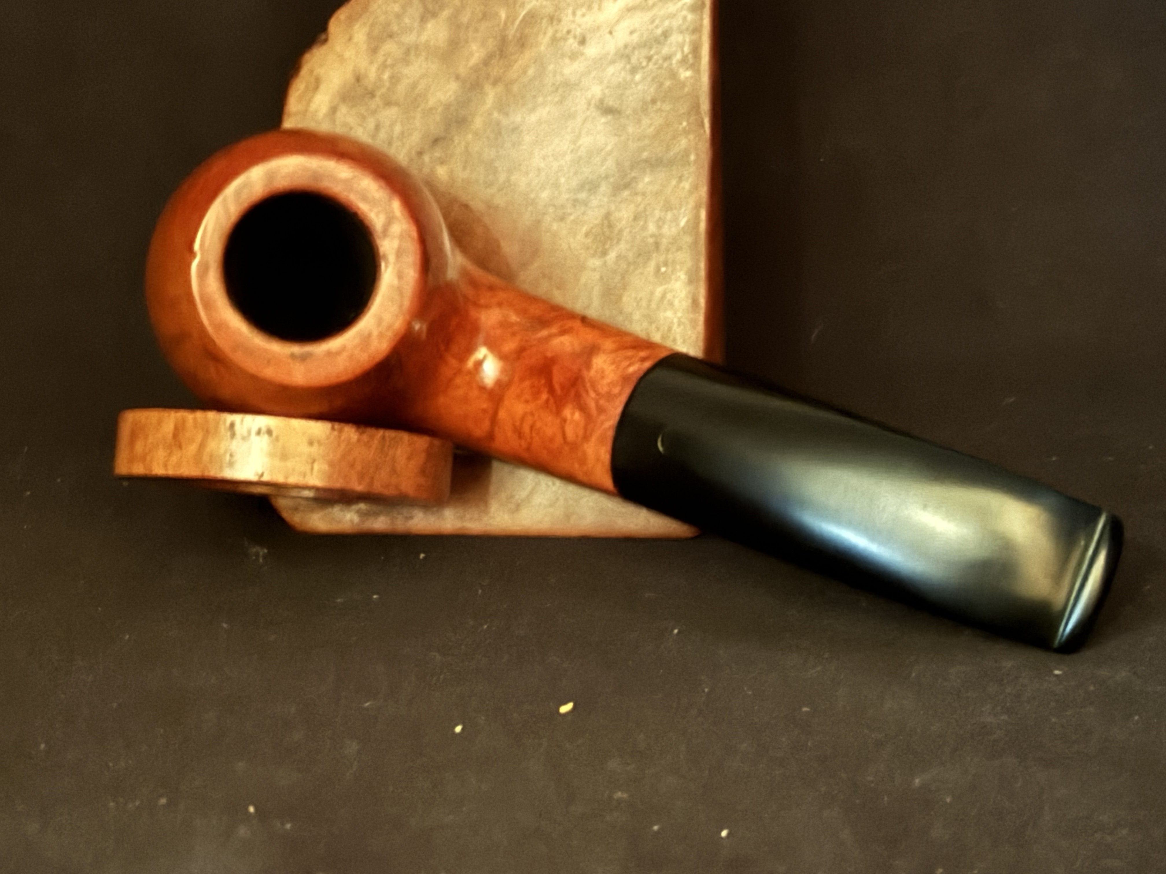 Oldenkott Red and Black Bent Billiard Estate Pipe - Smooth Briar, Oval Shank, 9mm Filter 7
