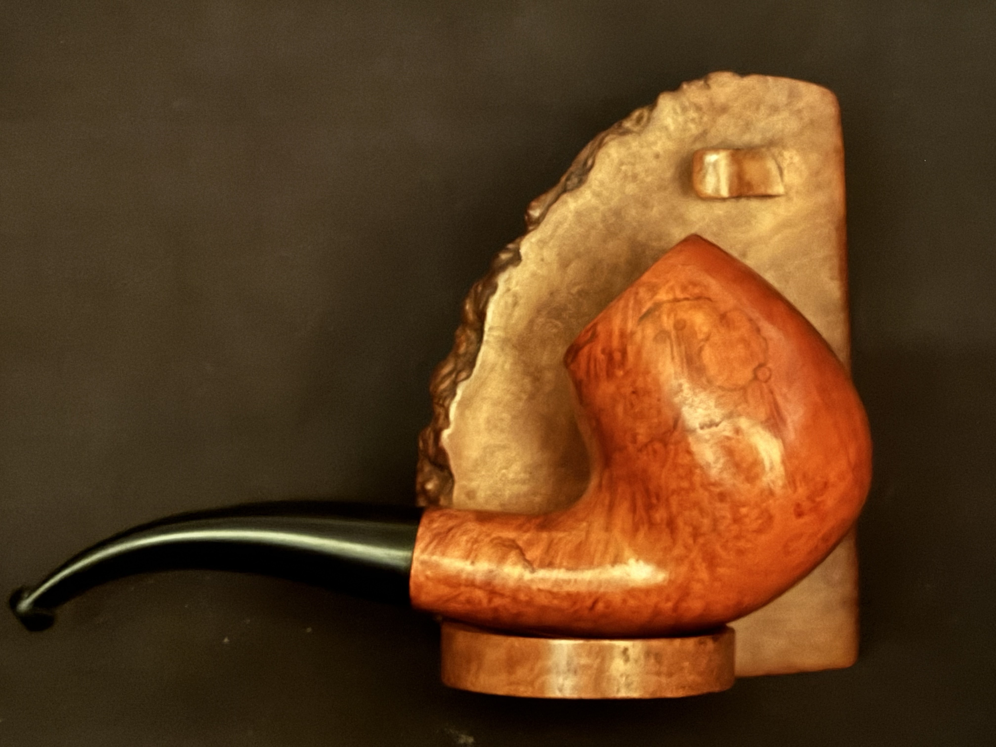 Oldenkott Red and Black Bent Billiard Estate Pipe - Smooth Briar, Oval Shank, 9mm Filter 6