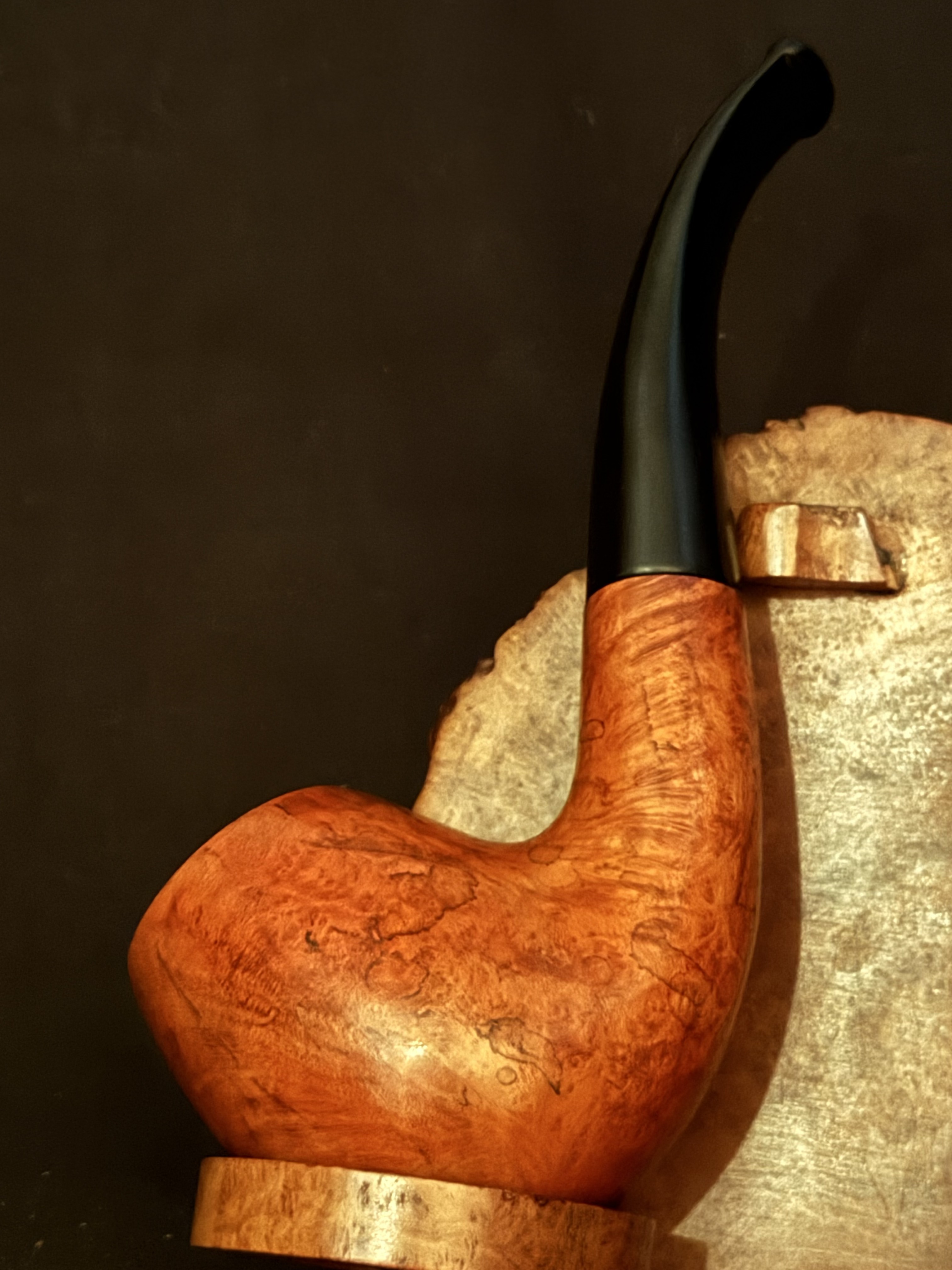 Oldenkott Red and Black Bent Billiard Estate Pipe - Smooth Briar, Oval Shank, 9mm Filter 3