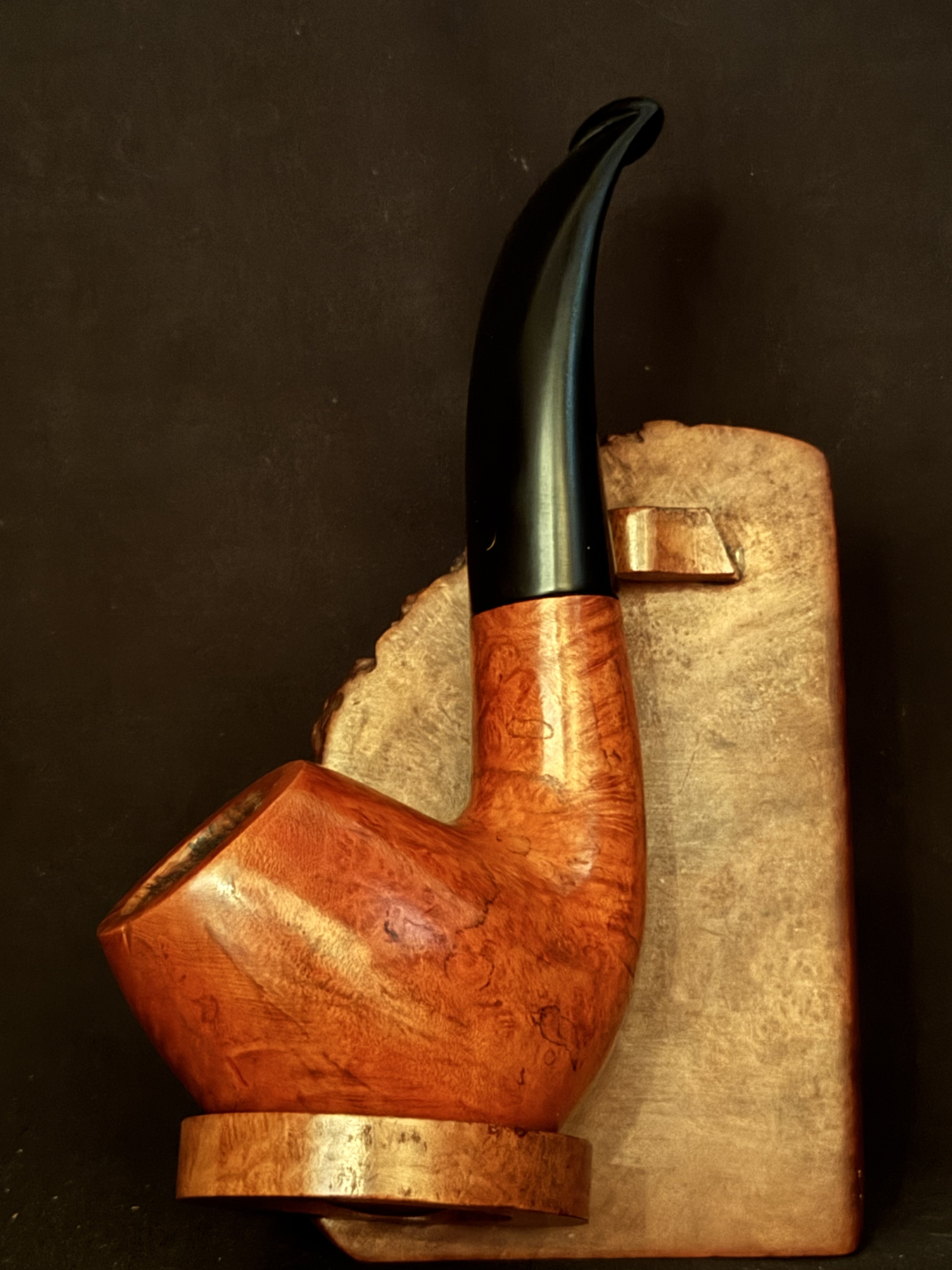Oldenkott Red and Black Bent Billiard Estate Pipe - Smooth Briar, Oval Shank, 9mm Filter 15