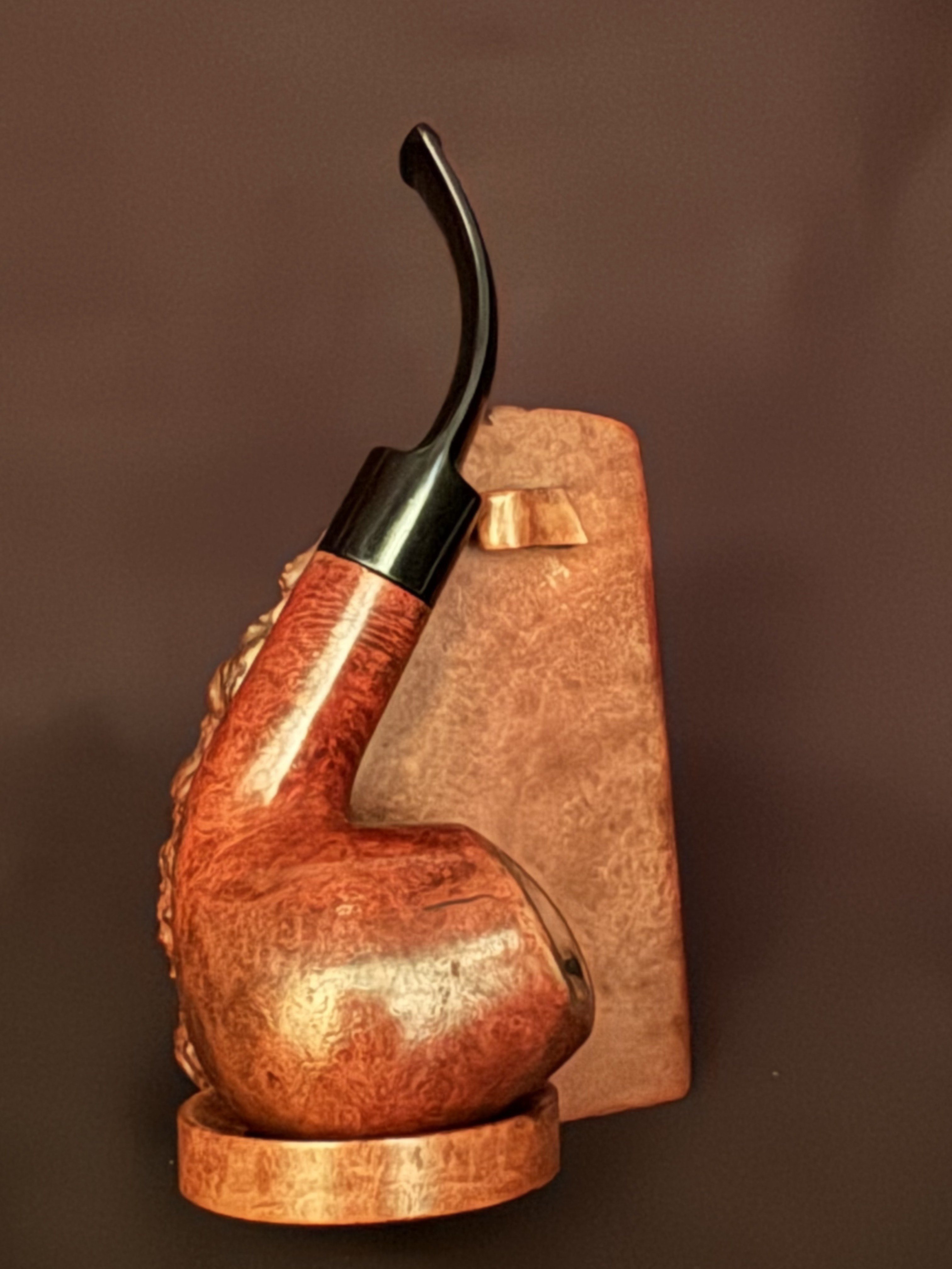 Oldenkott Rubin 312 Smooth Bent Brandy Estate Pipe, Vulcanite Saddle Stem, 9mm Filter 2