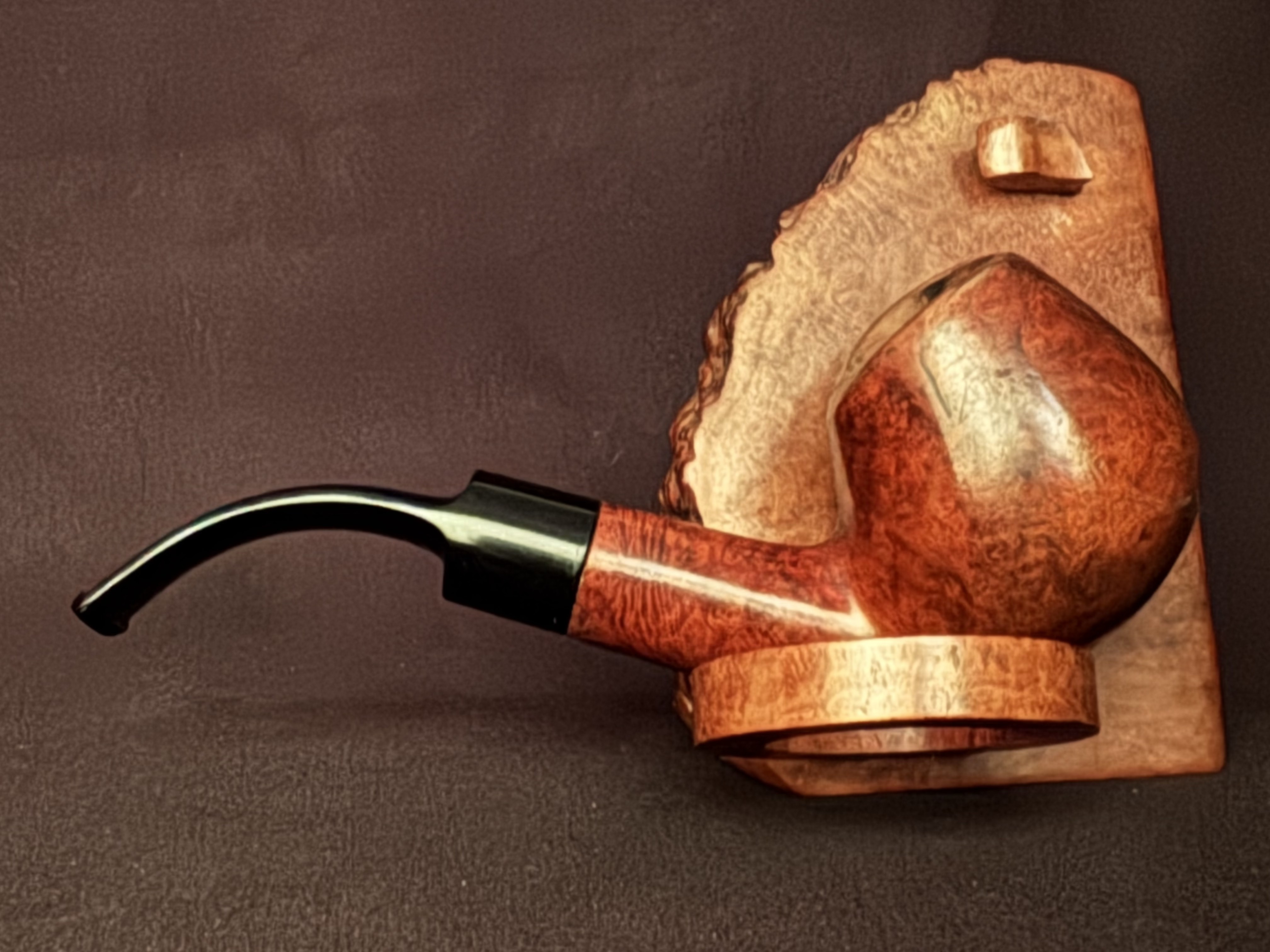Oldenkott Rubin 312 Smooth Bent Brandy Estate Pipe, Vulcanite Saddle Stem, 9mm Filter 4