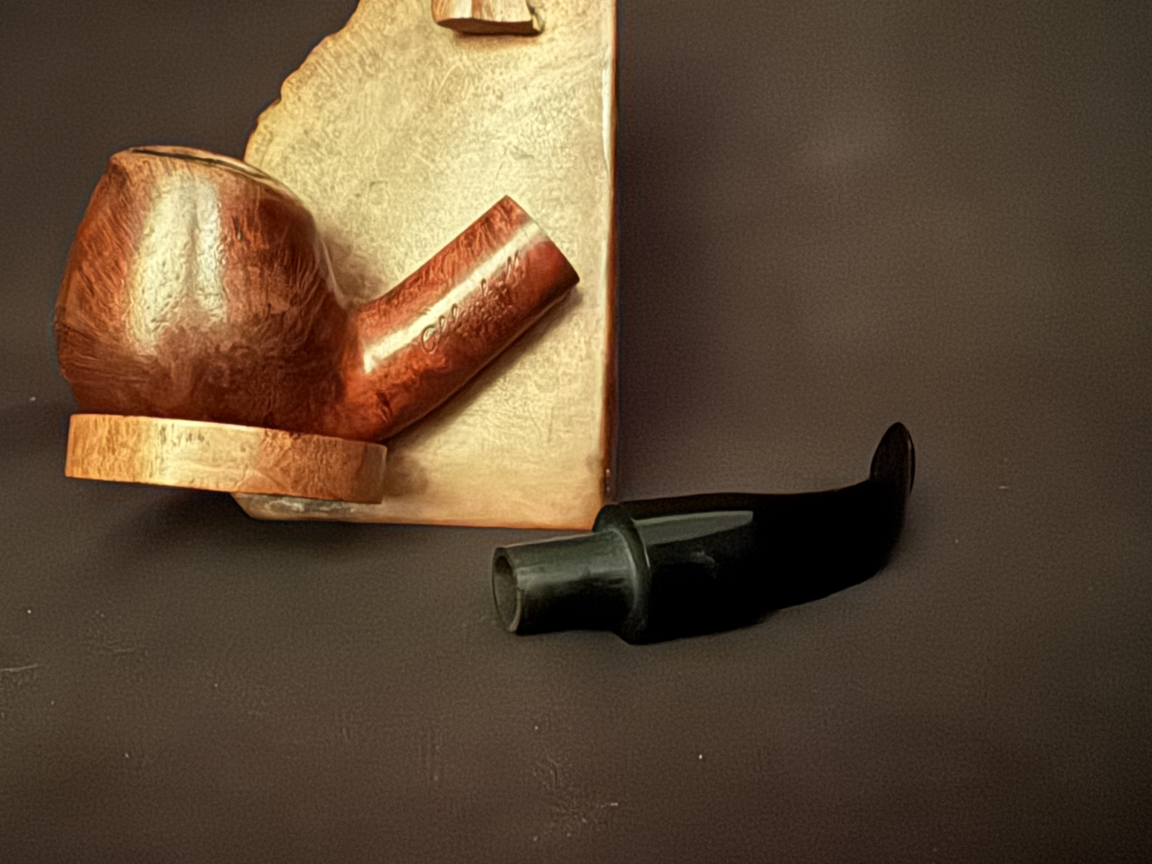 Oldenkott Rubin 312 Smooth Bent Brandy Estate Pipe, Vulcanite Saddle Stem, 9mm Filter 11