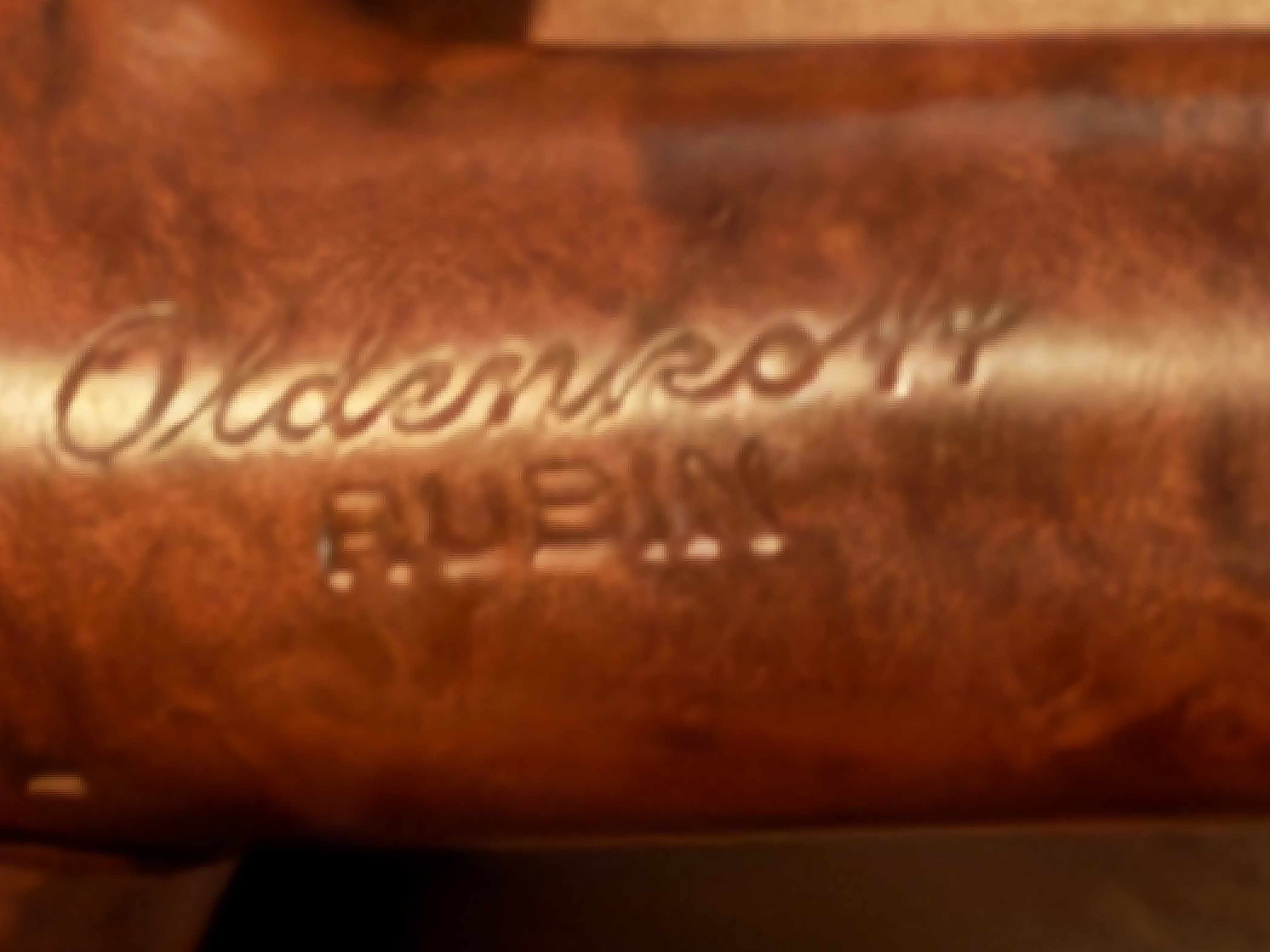 Oldenkott Rubin Bent Apple Smooth Briar Estate Pipe, Metal Band, Vulcanite Fishtail Stem 10