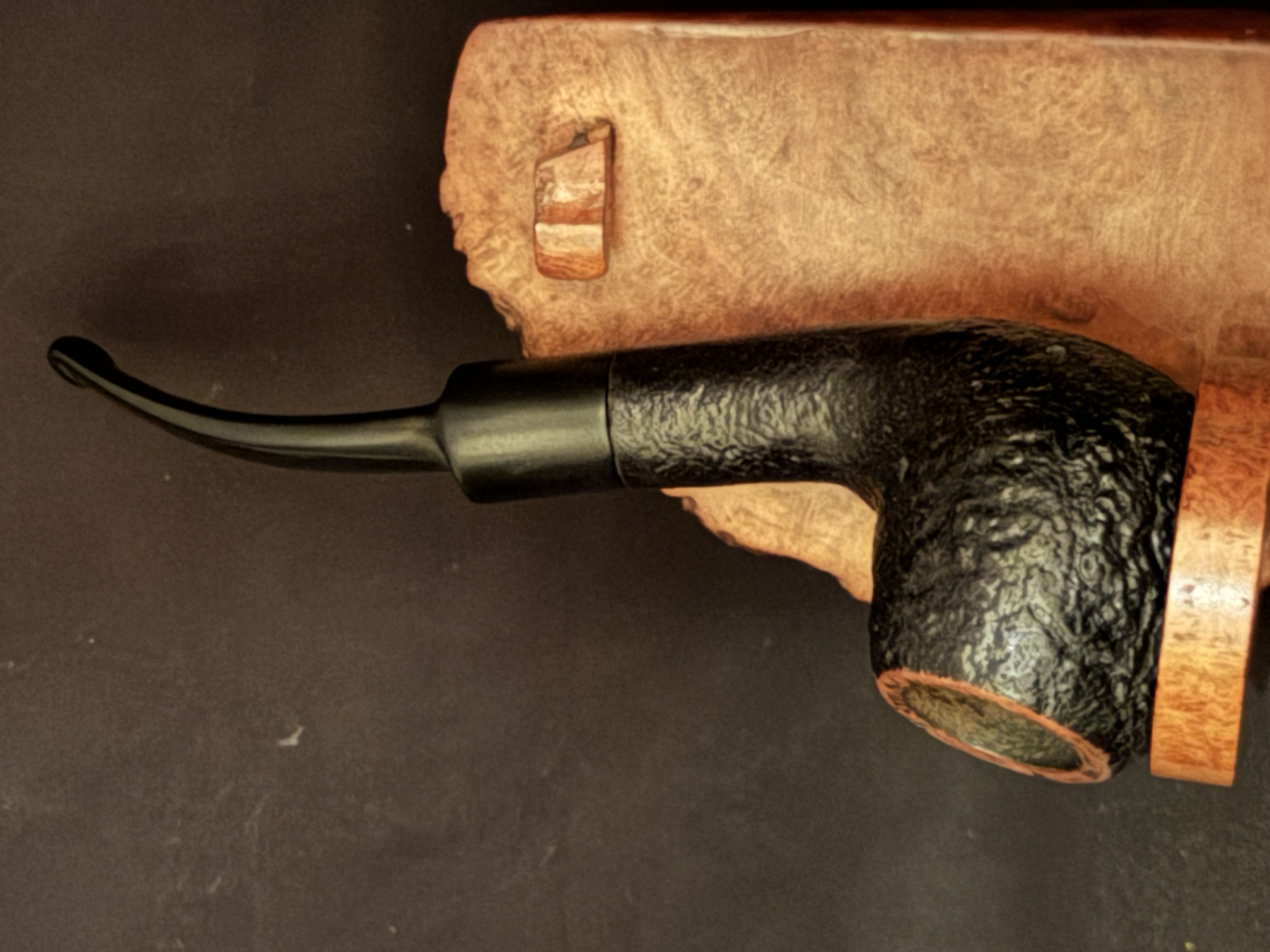Oldenkott Nicorfy Sandblast Bent Apple Vulcanite Saddle Stem 9mm Filter Fishtail Estate Pipe